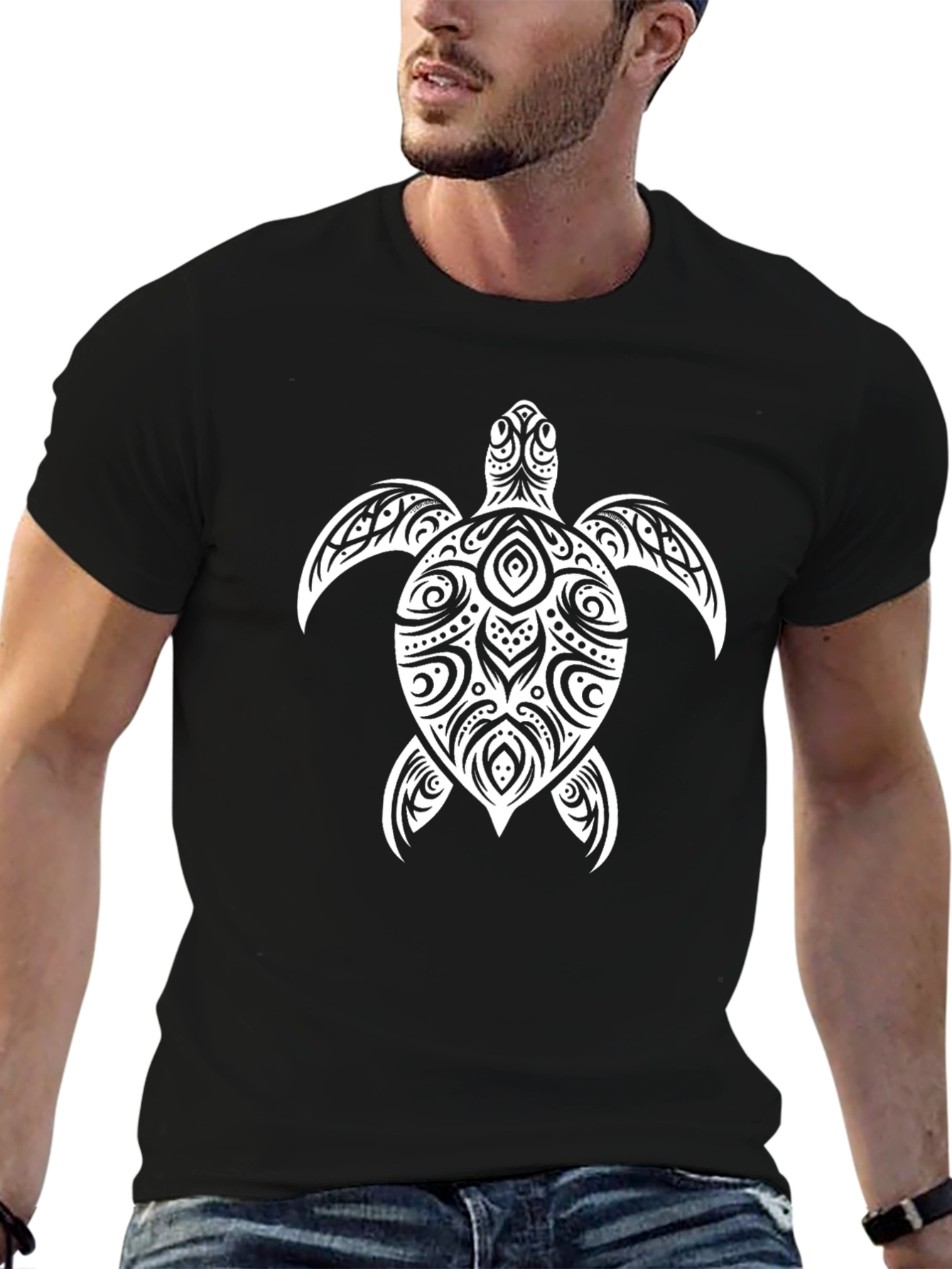 Tribal Turtle Graphic Tee - Black
