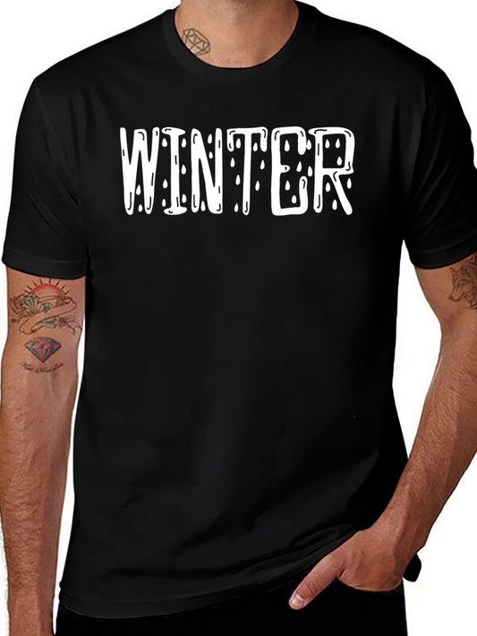Winter Drip Graphic Tee - Black Cotton T-Shirt