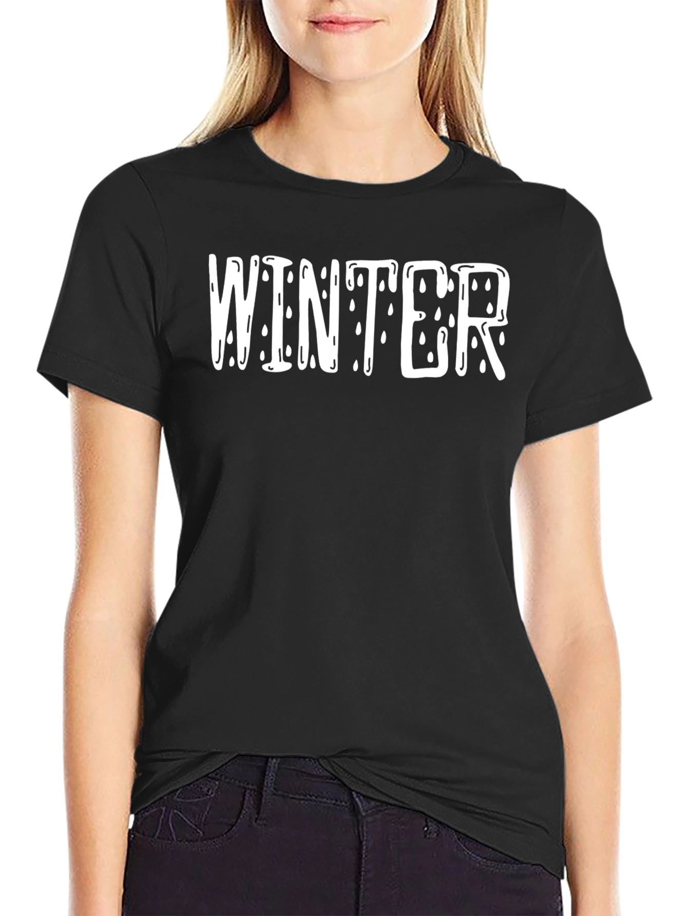 Winter Drip Graphic Tee - Black Cotton T-Shirt