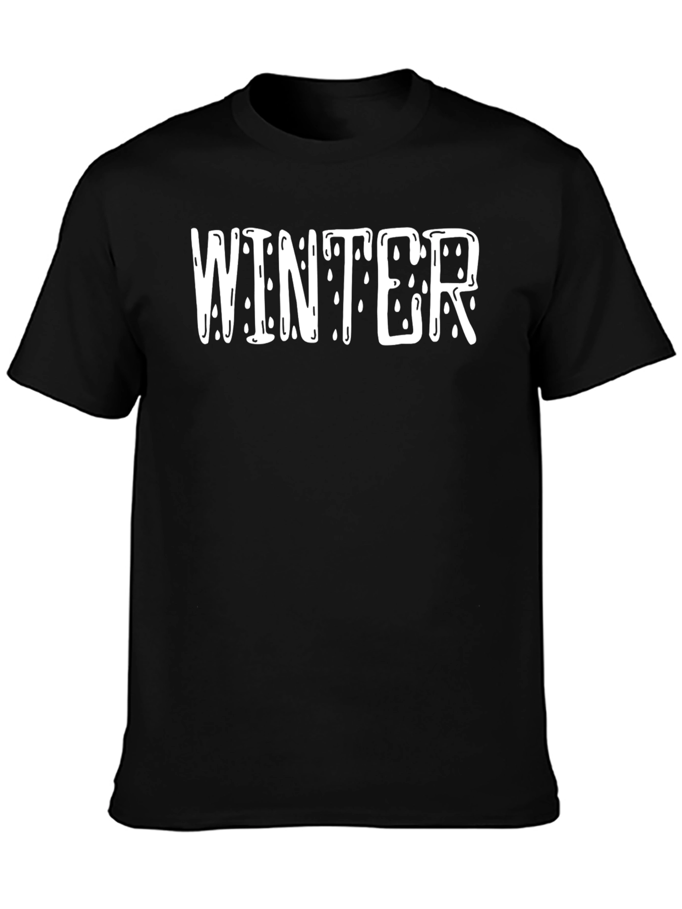 Winter Drip Graphic Tee - Black Cotton T-Shirt