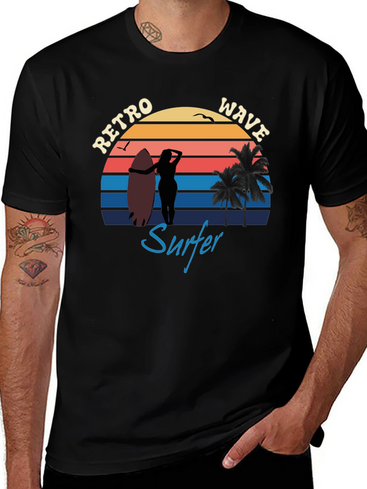 Retro Wave Surfer T-Shirt | Vintage Surf Design
