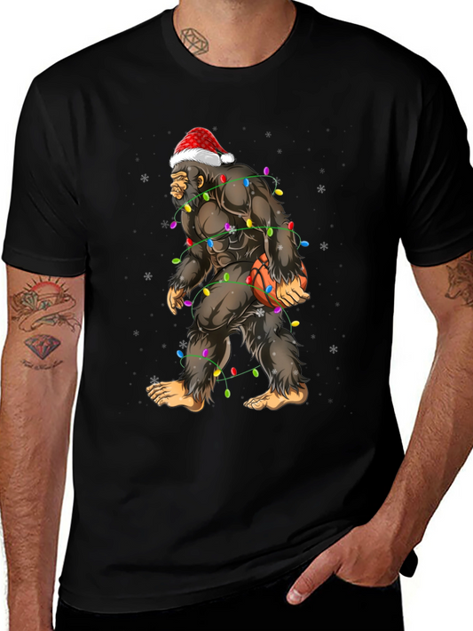 Festive Bigfoot Basketball Christmas T-Shirt