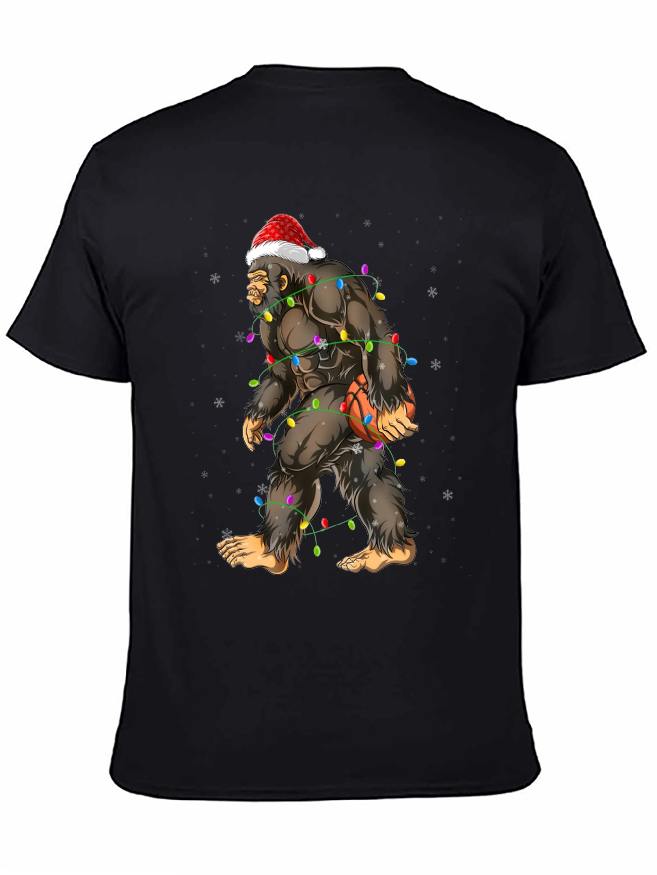 Festive Bigfoot Basketball Christmas T-Shirt