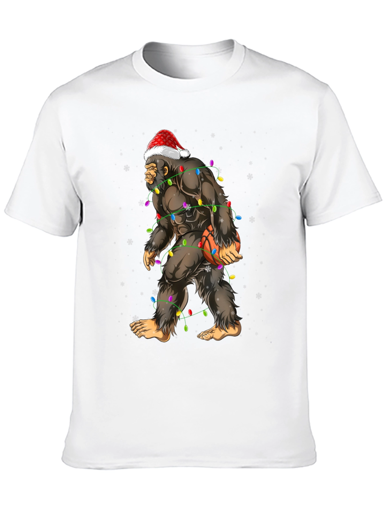 Festive Bigfoot Basketball Christmas T-Shirt