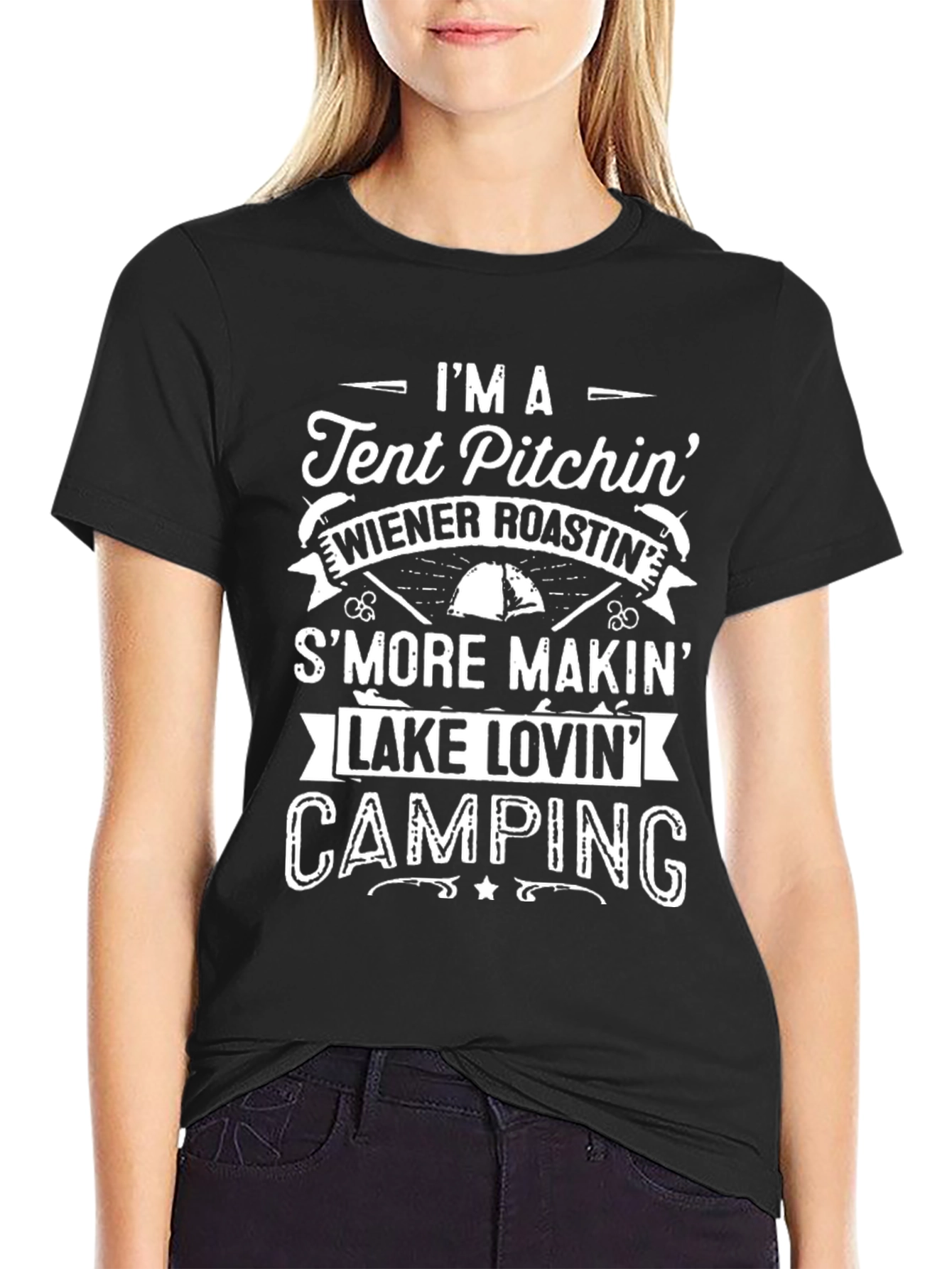 Camping Lover T-Shirt - Tent Pitching Wiener Roasting Design