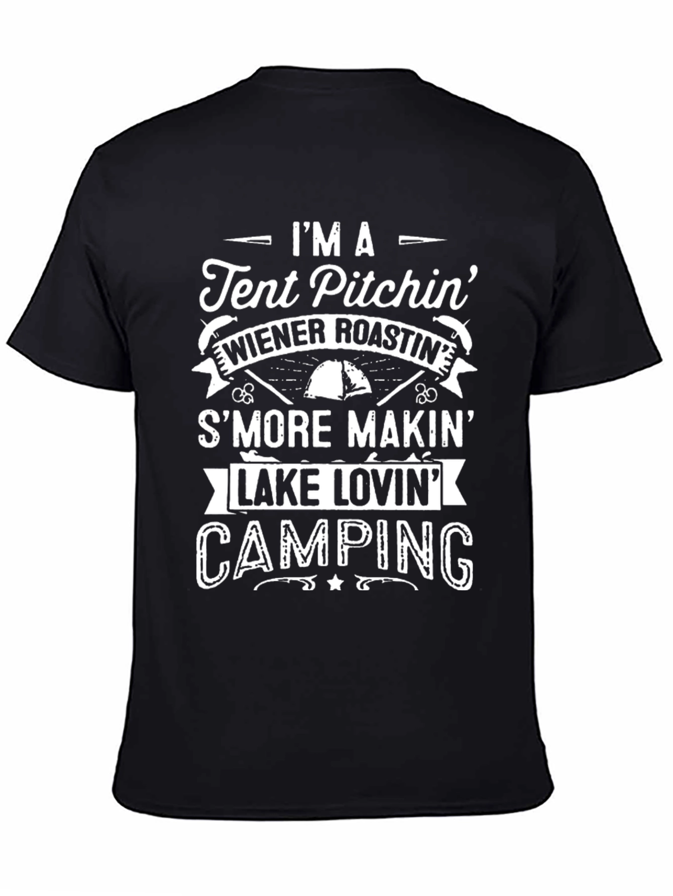 Camping Lover T-Shirt - Tent Pitching Wiener Roasting Design