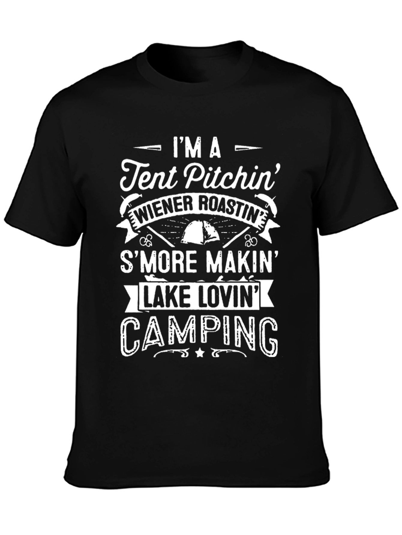 Camping Lover T-Shirt - Tent Pitching Wiener Roasting Design