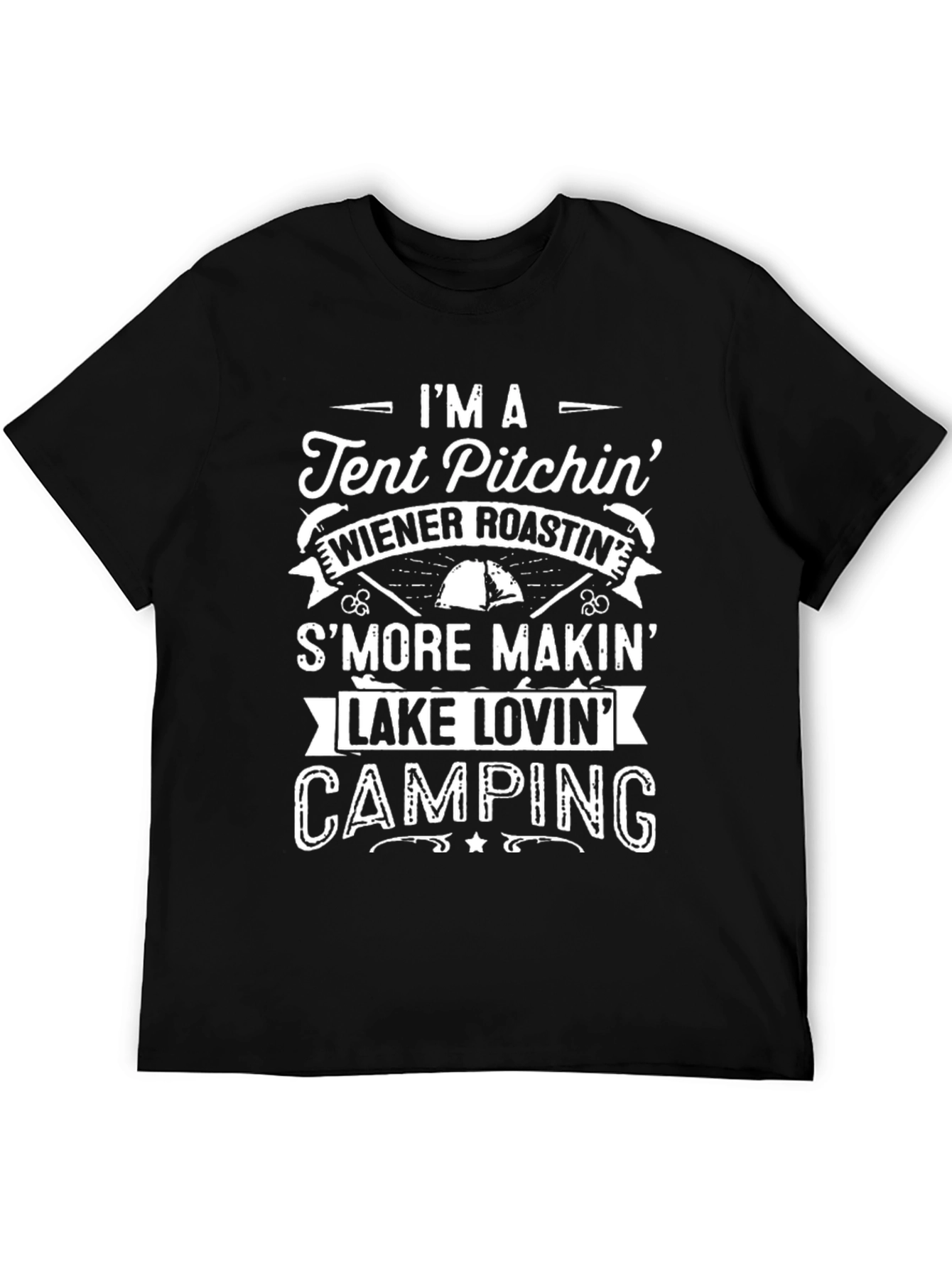 Camping Lover T-Shirt - Tent Pitching Wiener Roasting Design