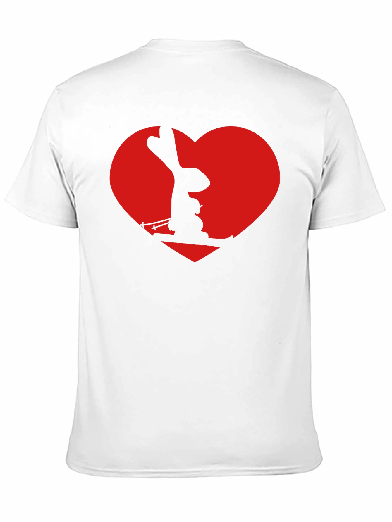 Skiing Rabbit Heart Graphic Tee