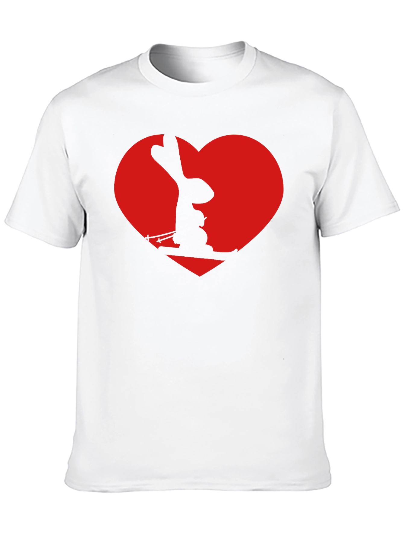 Skiing Rabbit Heart Graphic Tee