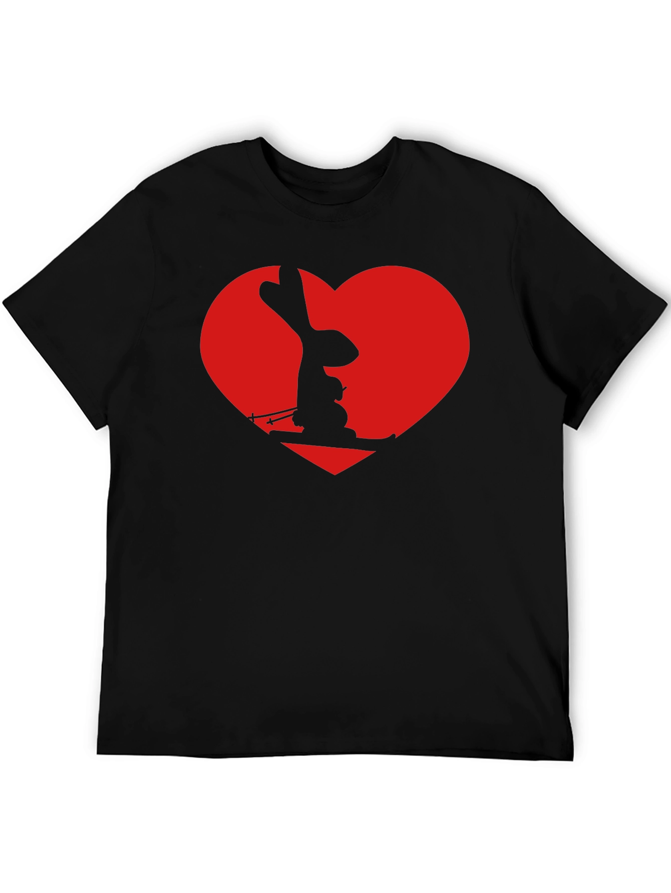 Skiing Rabbit Heart Graphic Tee