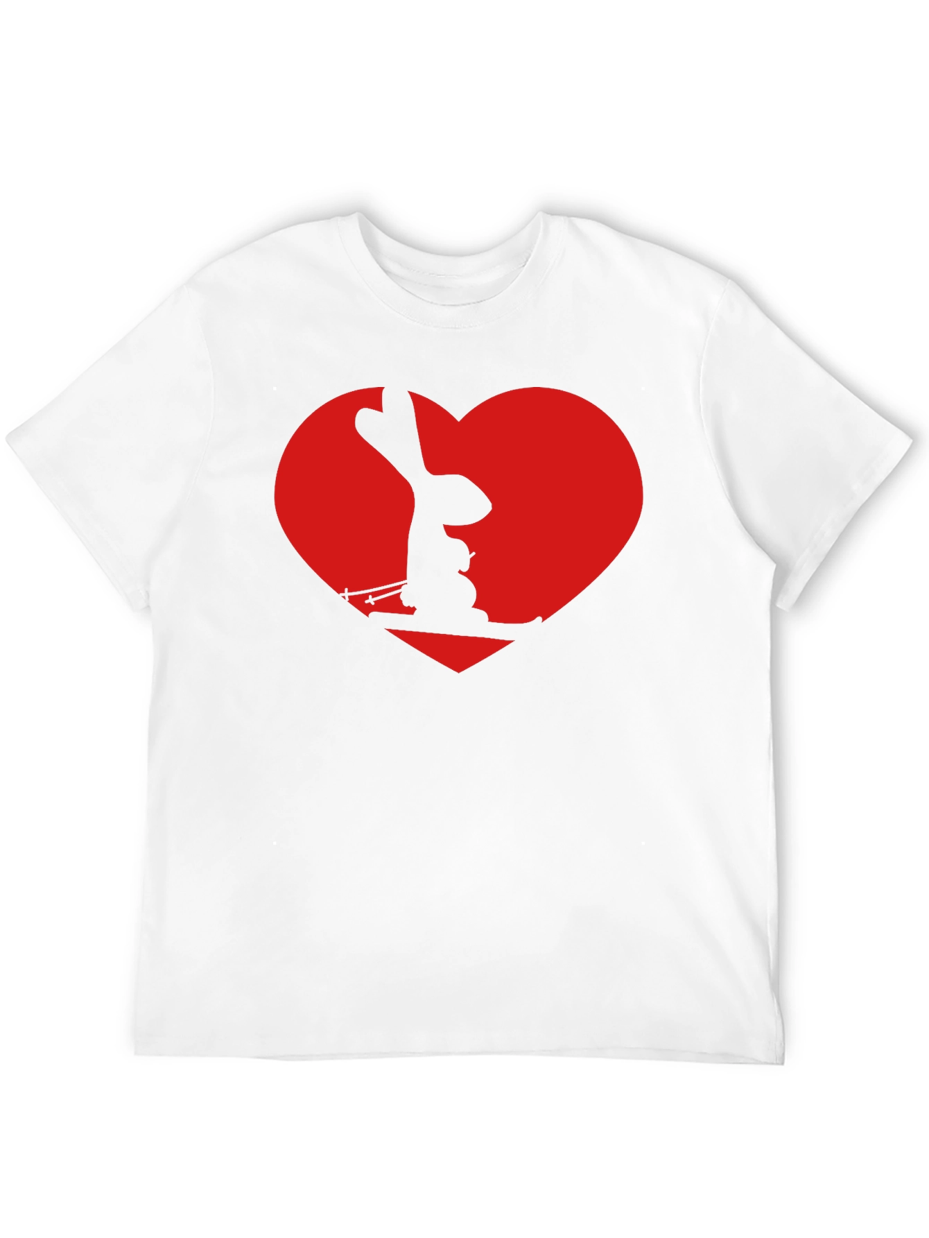 Skiing Rabbit Heart Graphic Tee