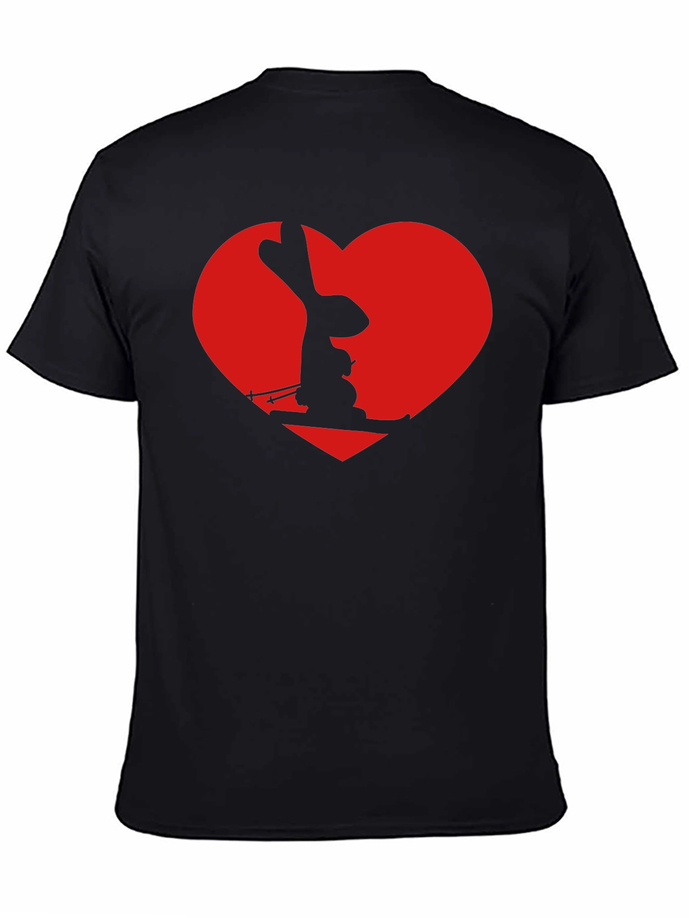 Skiing Rabbit Heart Graphic Tee