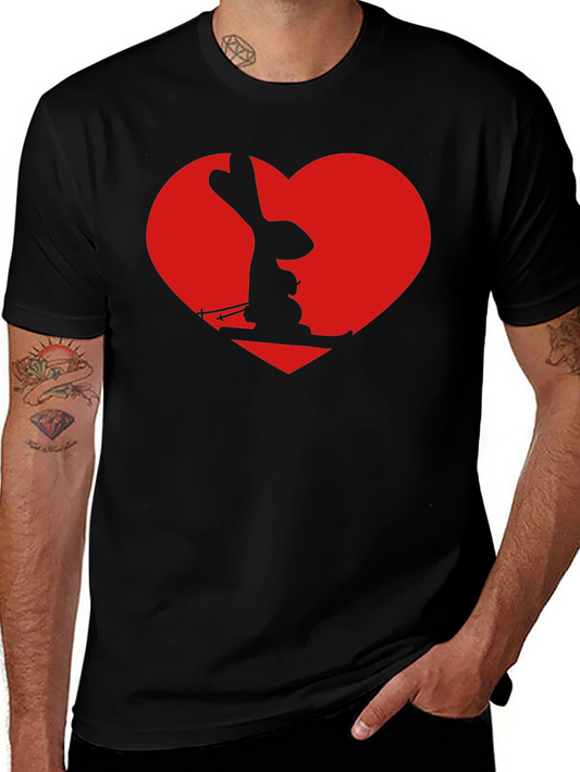 Skiing Rabbit Heart Graphic Tee