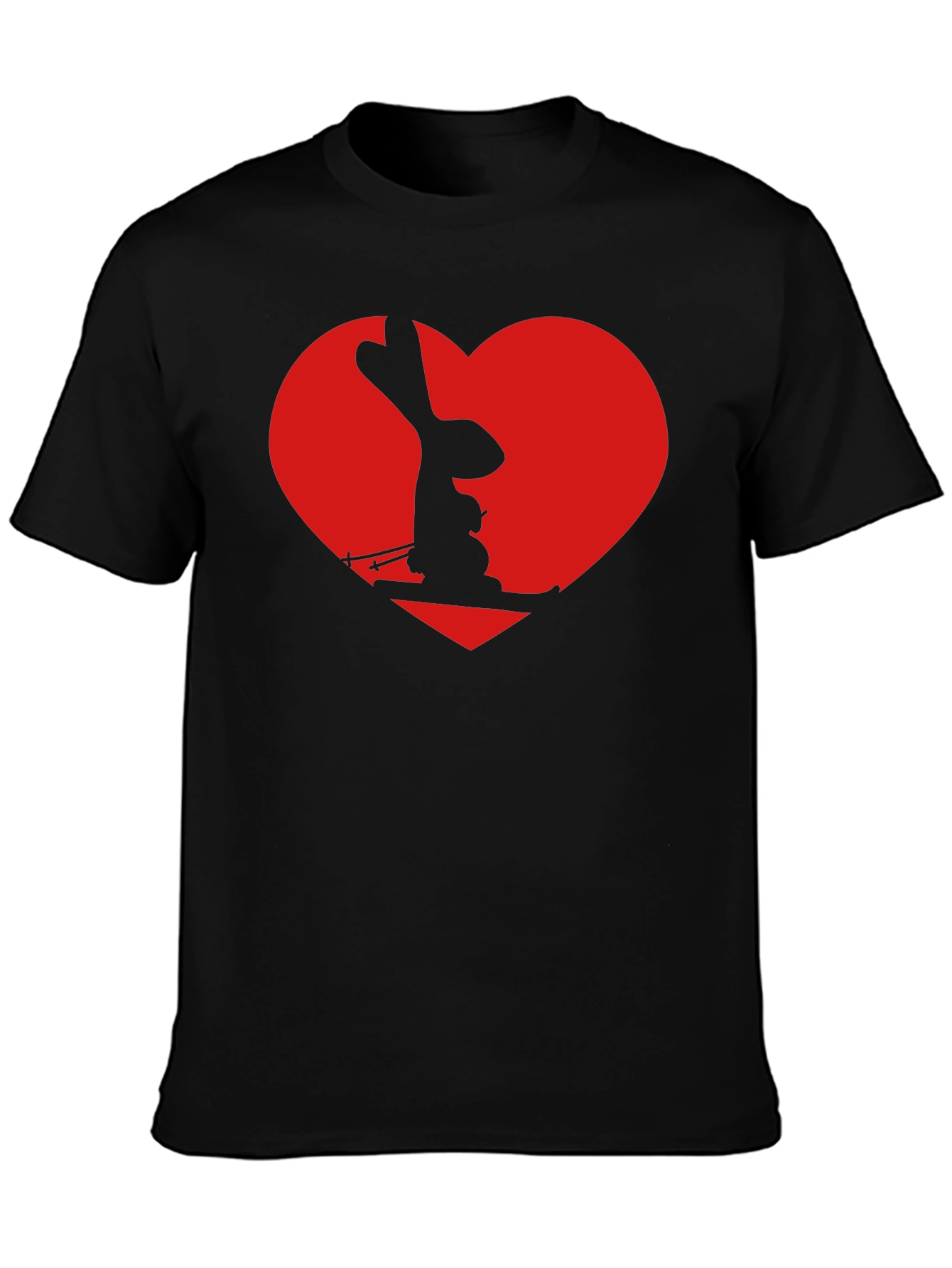Skiing Rabbit Heart Graphic Tee