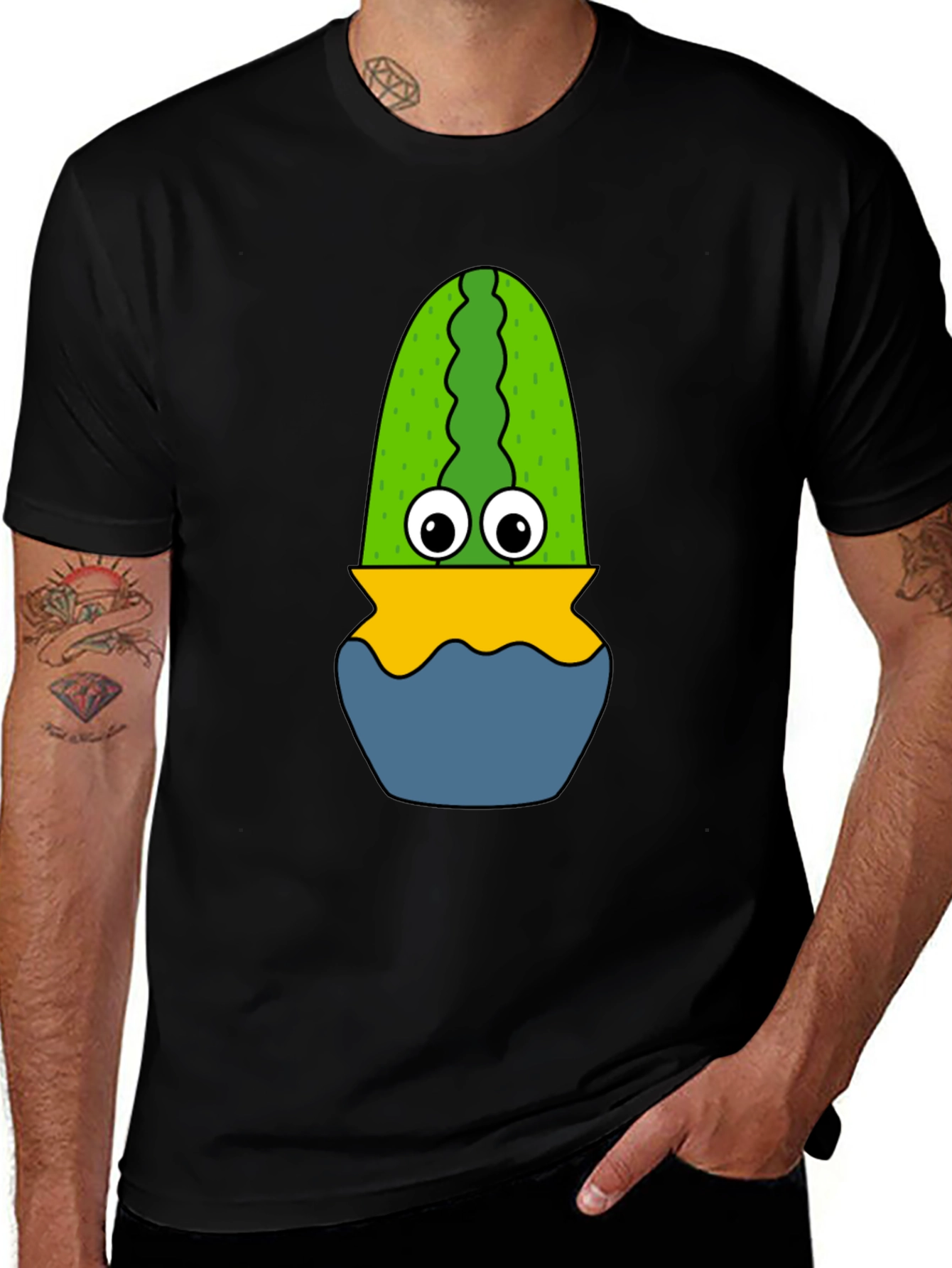 Funny Cactus in Pot Graphic T-Shirt