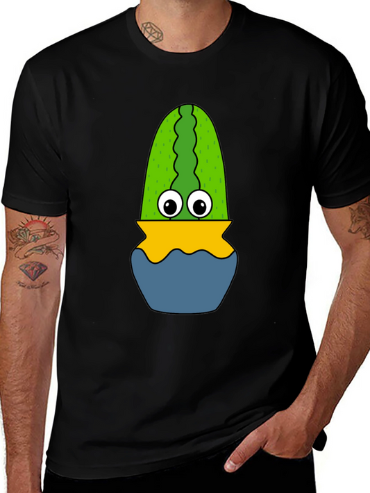 Funny Cactus in Pot Graphic T-Shirt