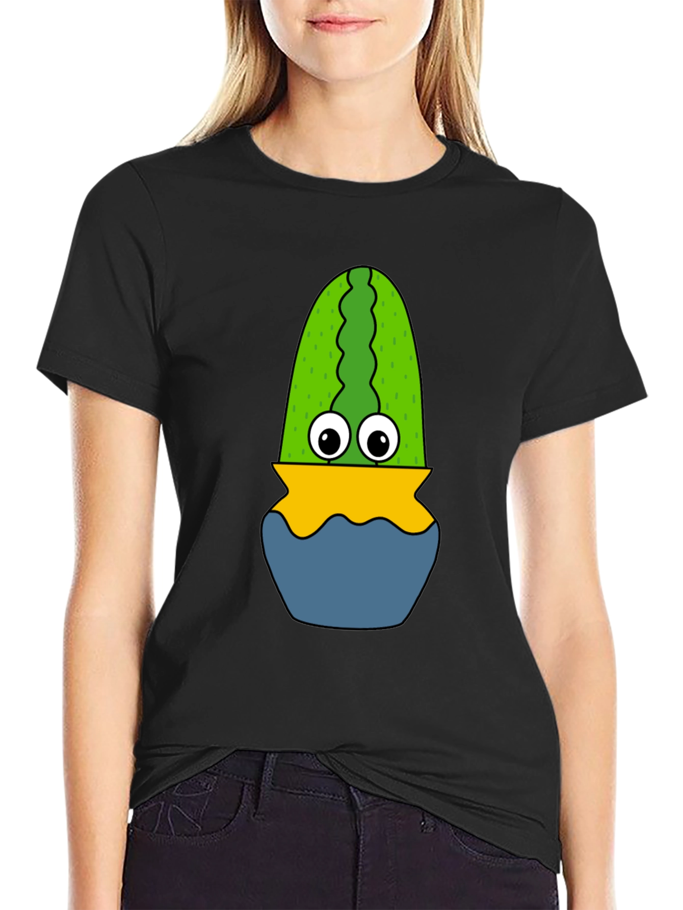 Funny Cactus in Pot Graphic T-Shirt