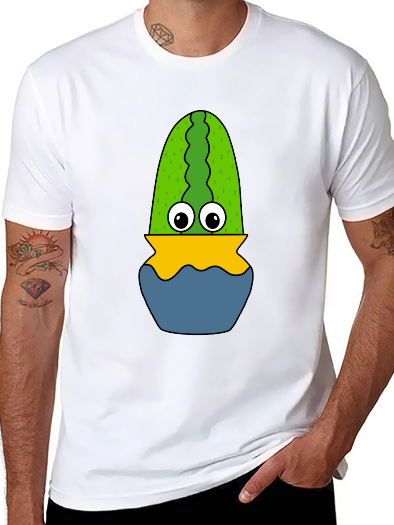 Funny Cactus in Pot Graphic T-Shirt