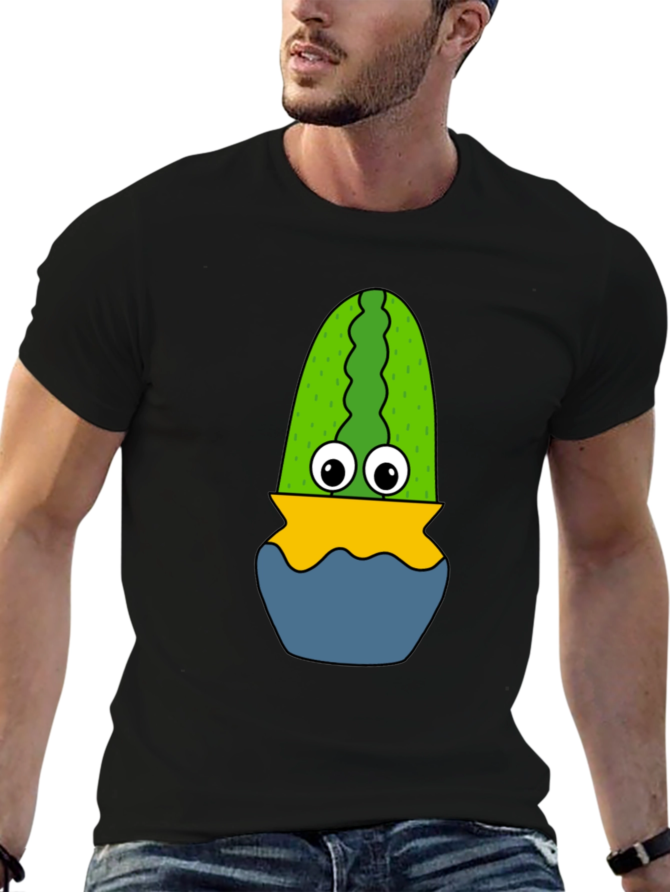 Funny Cactus in Pot Graphic T-Shirt