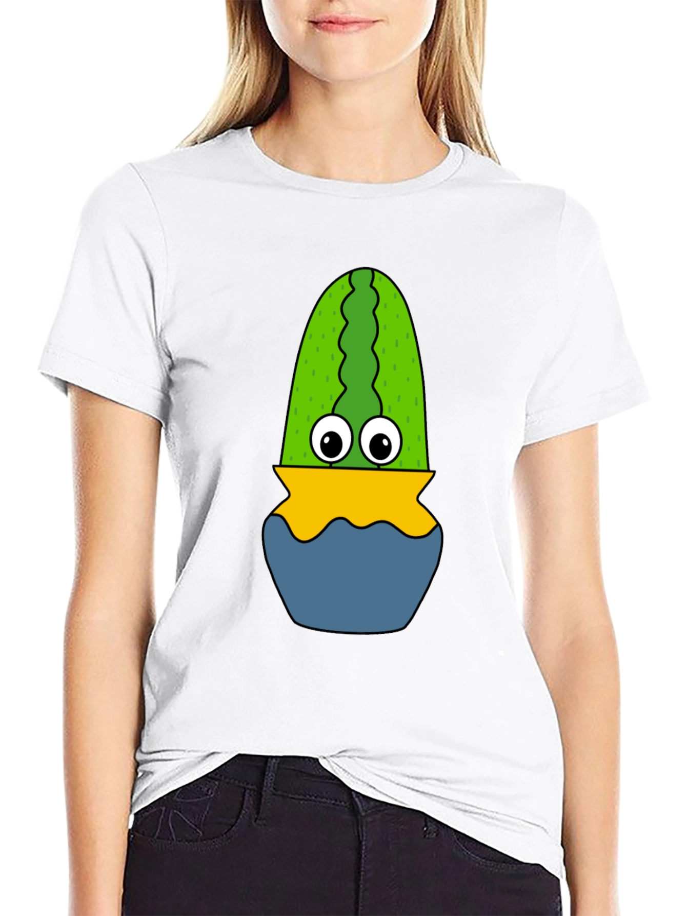 Funny Cactus in Pot Graphic T-Shirt