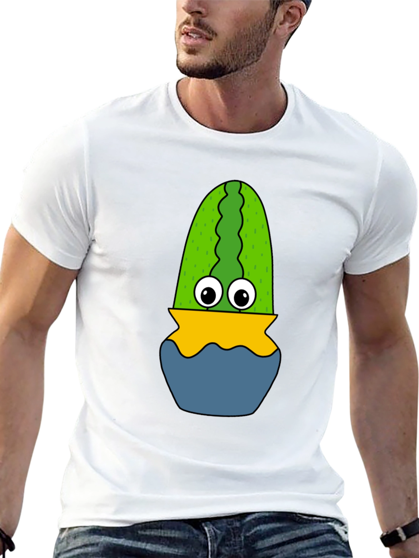 Funny Cactus in Pot Graphic T-Shirt