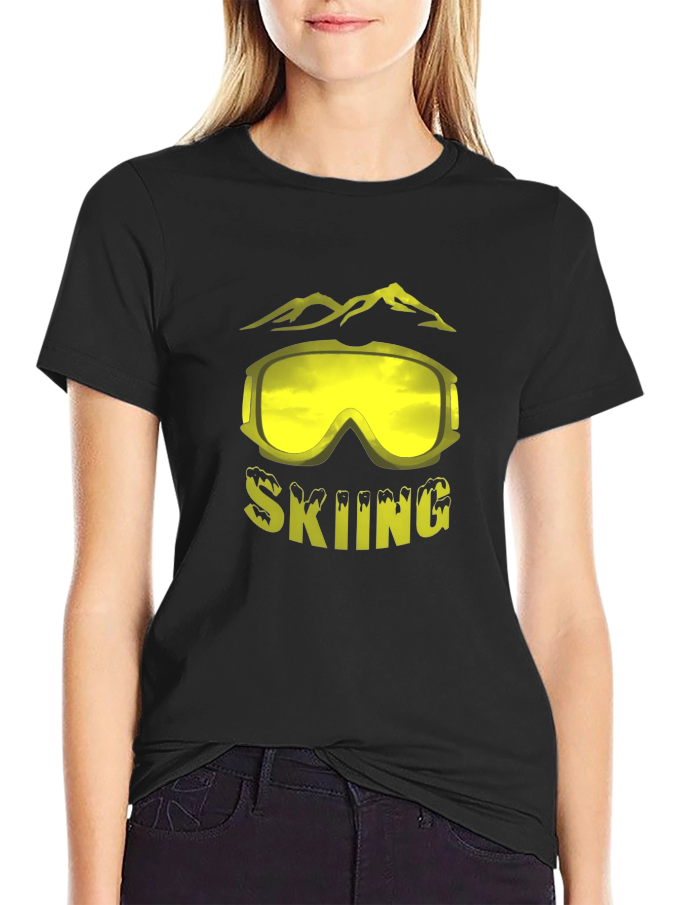 Skiing Graphic Tee - Mountain Goggles Design