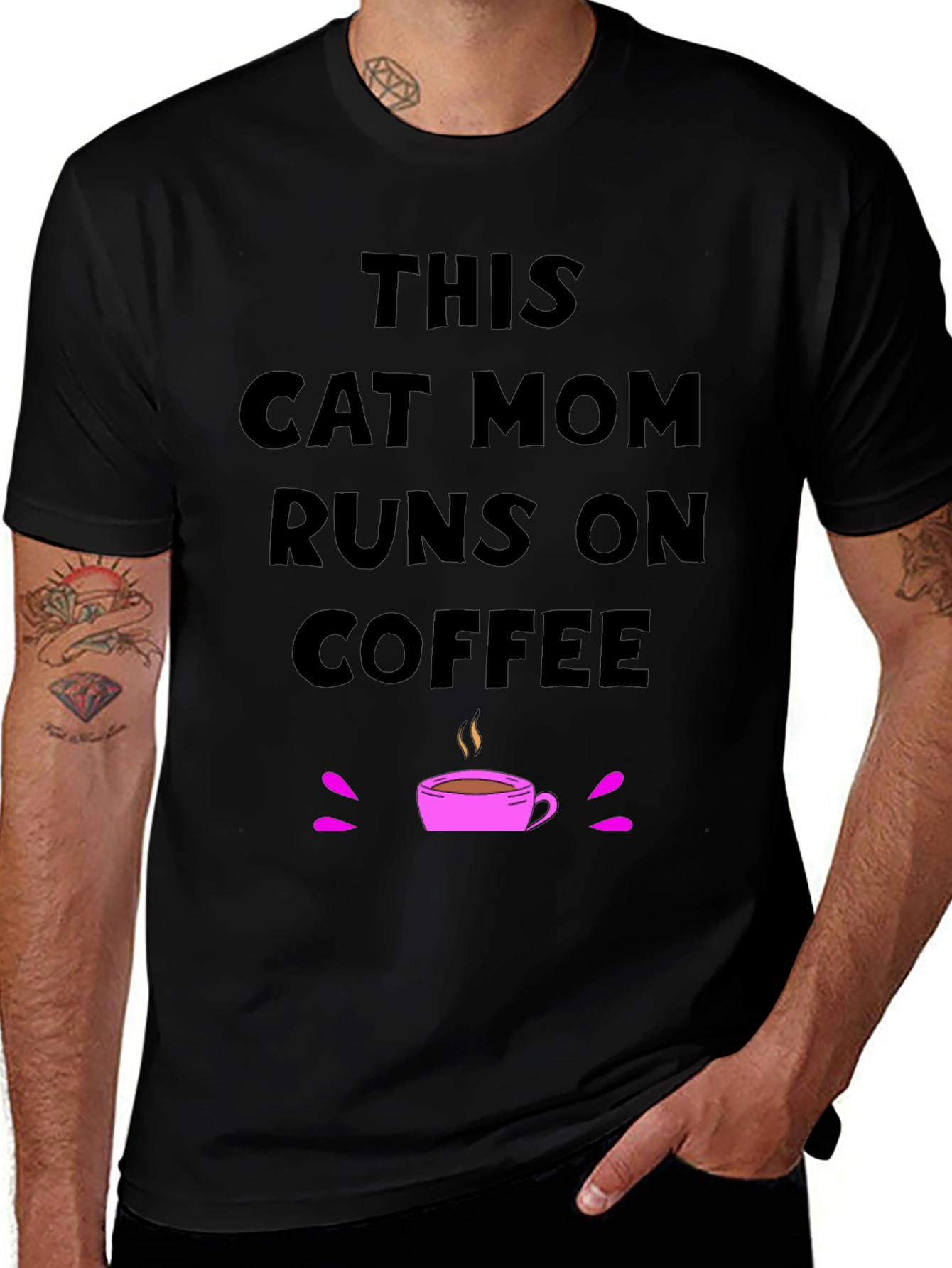 This Cat Mom Runs on Coffee T-Shirt