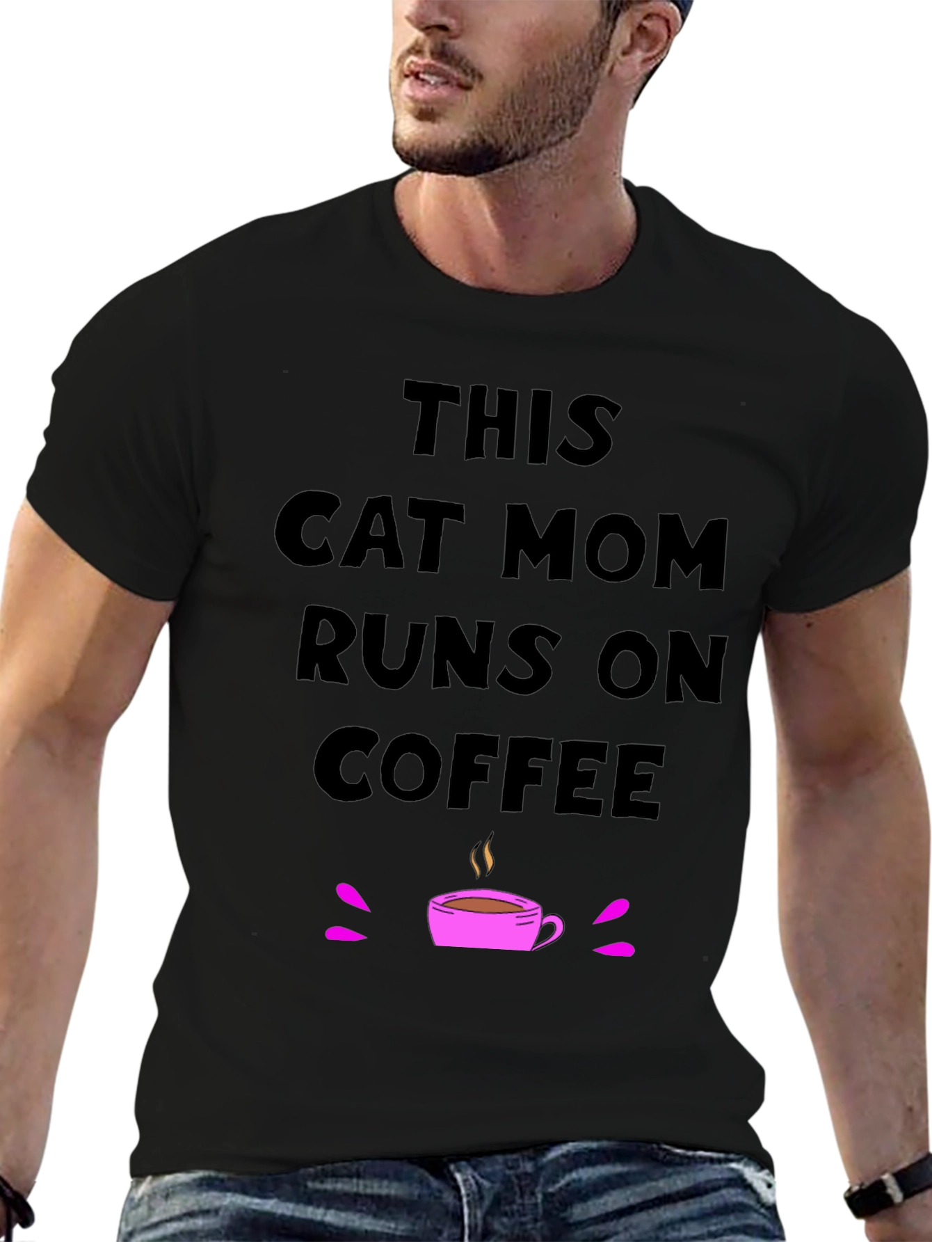 This Cat Mom Runs on Coffee T-Shirt