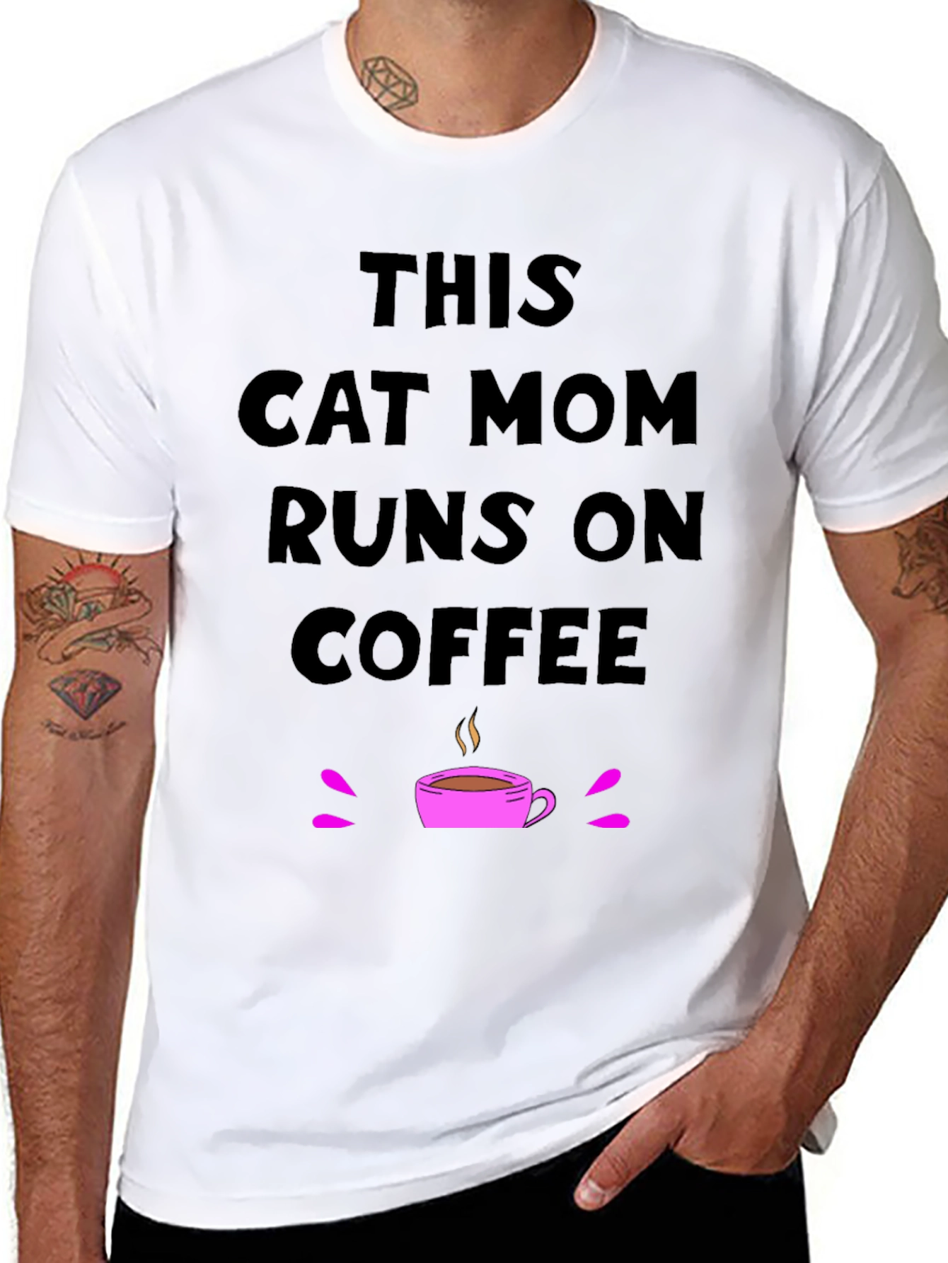 This Cat Mom Runs on Coffee T-Shirt