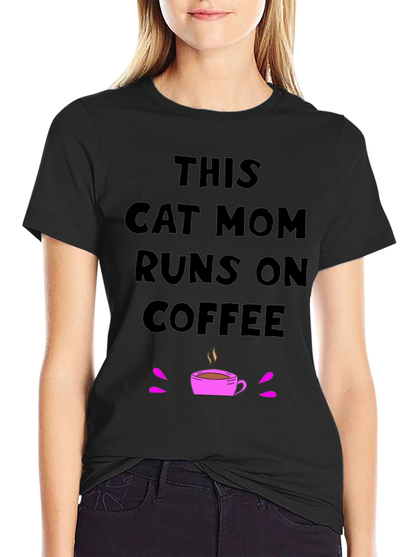 This Cat Mom Runs on Coffee T-Shirt