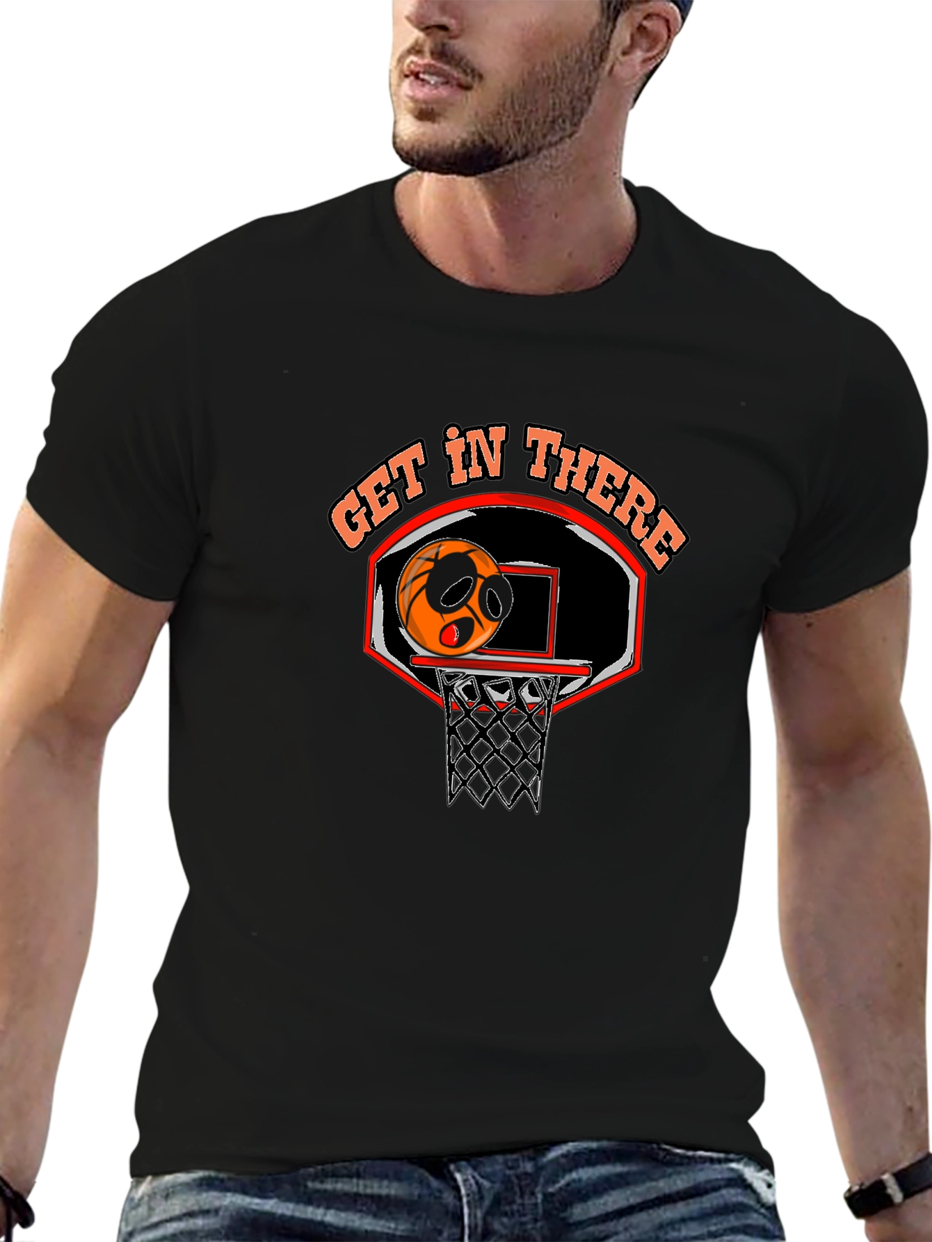 Get In There Basketball Graphic Tee - Black