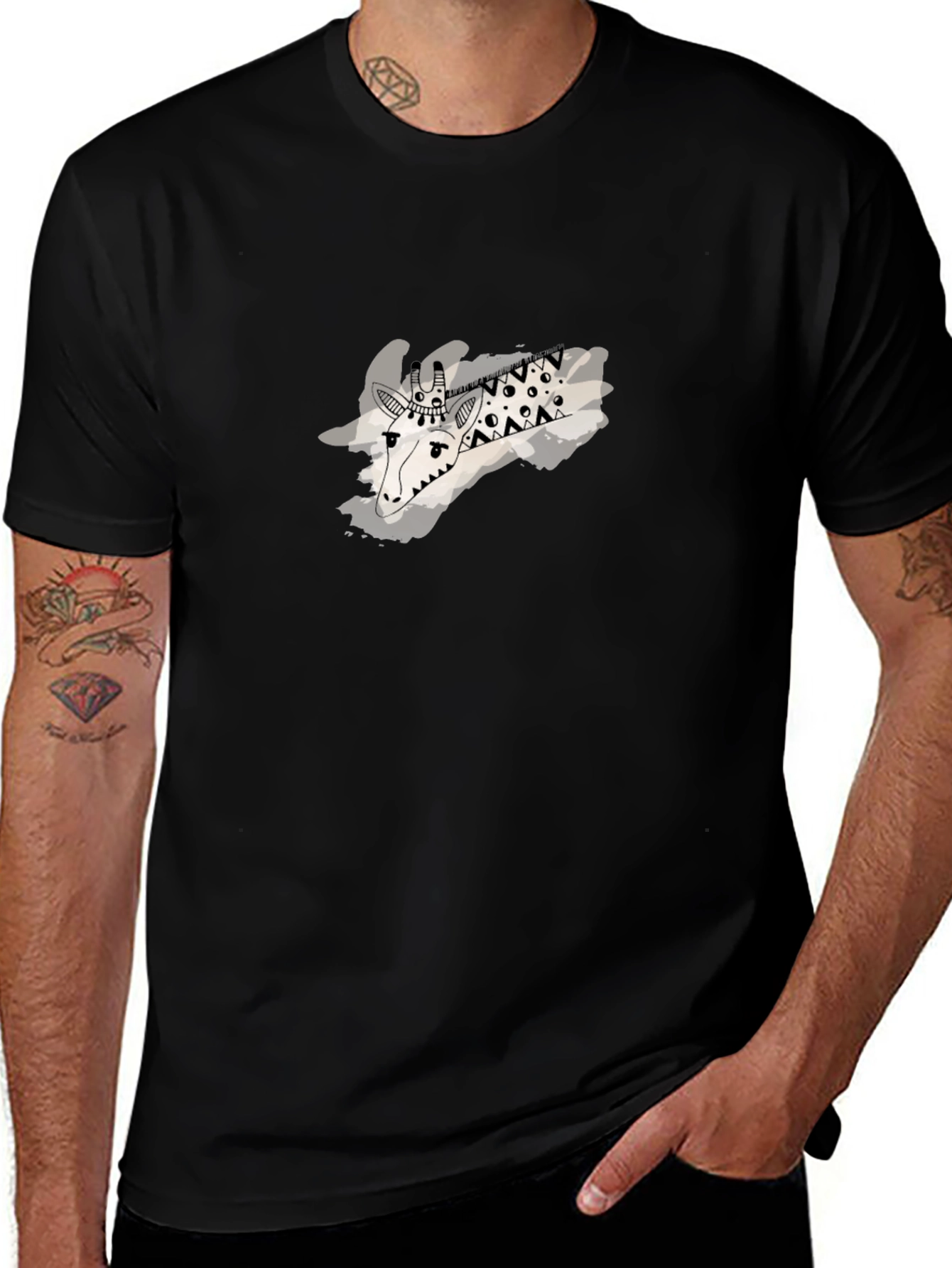 Graphic Giraffe Black T-Shirt