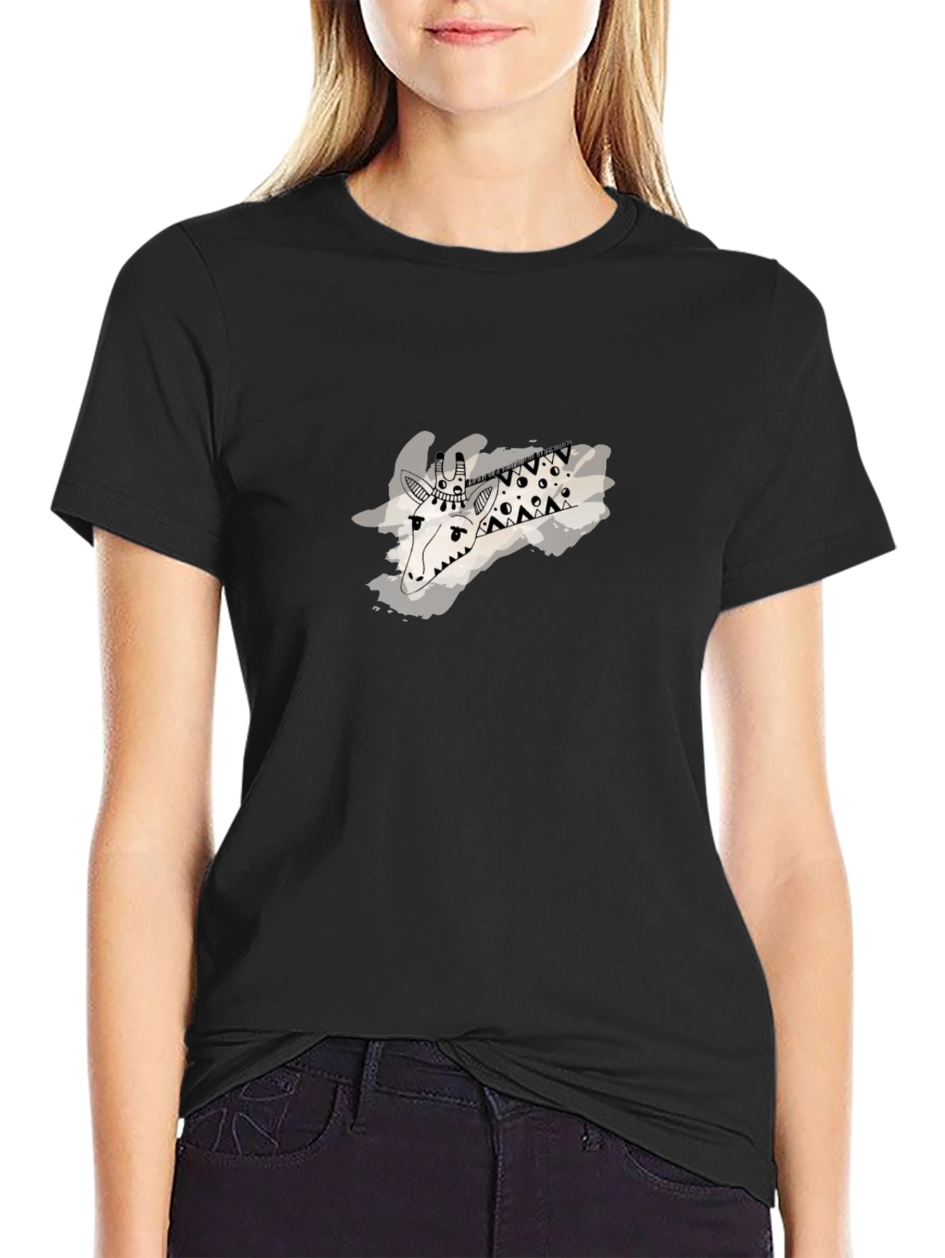 Graphic Giraffe Black T-Shirt