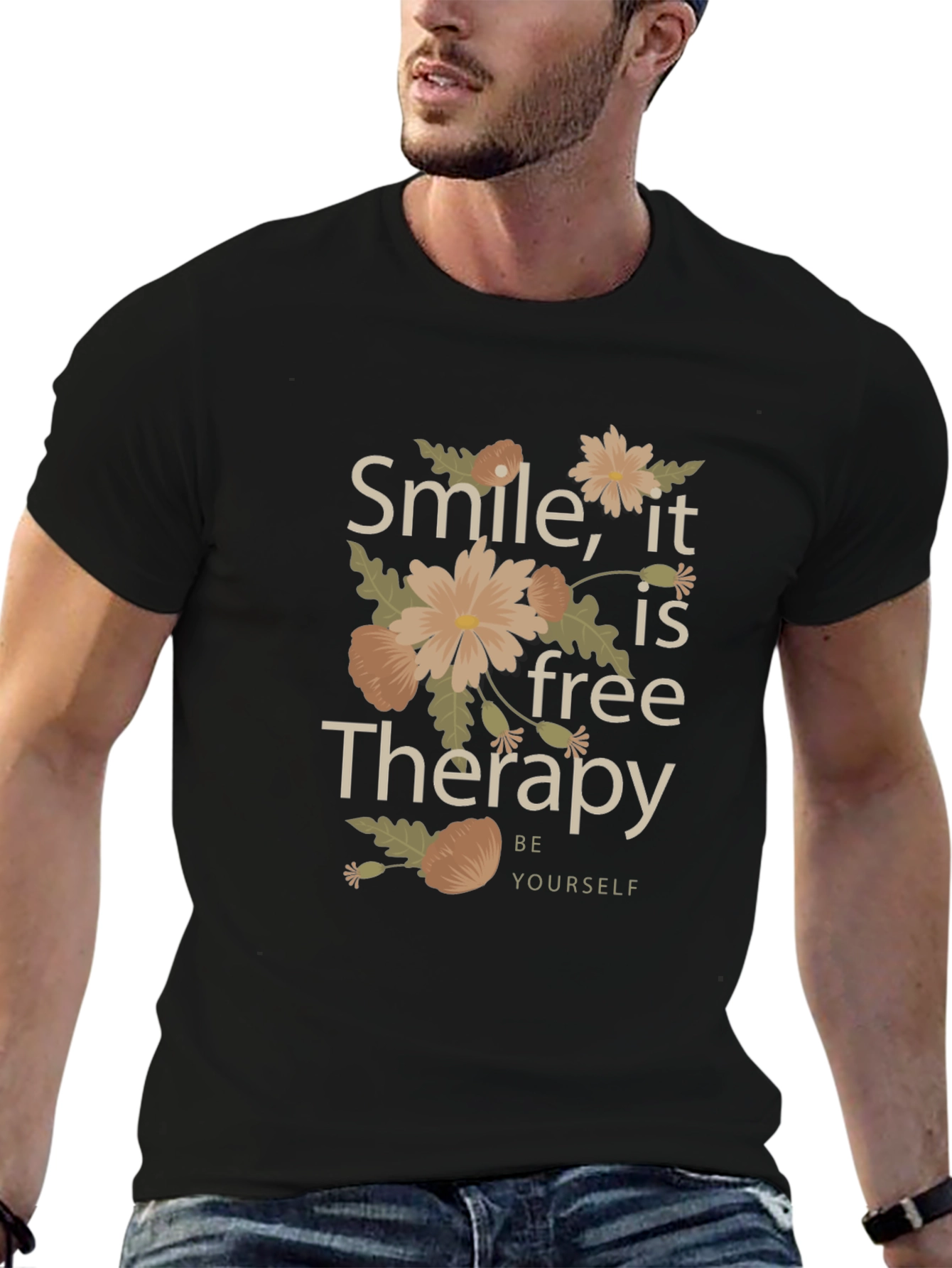 Smile Its Free Therapy Black Graphic Tee