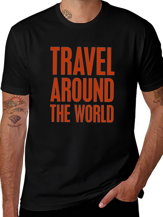 Travel Around the World Graphic Tee - Black