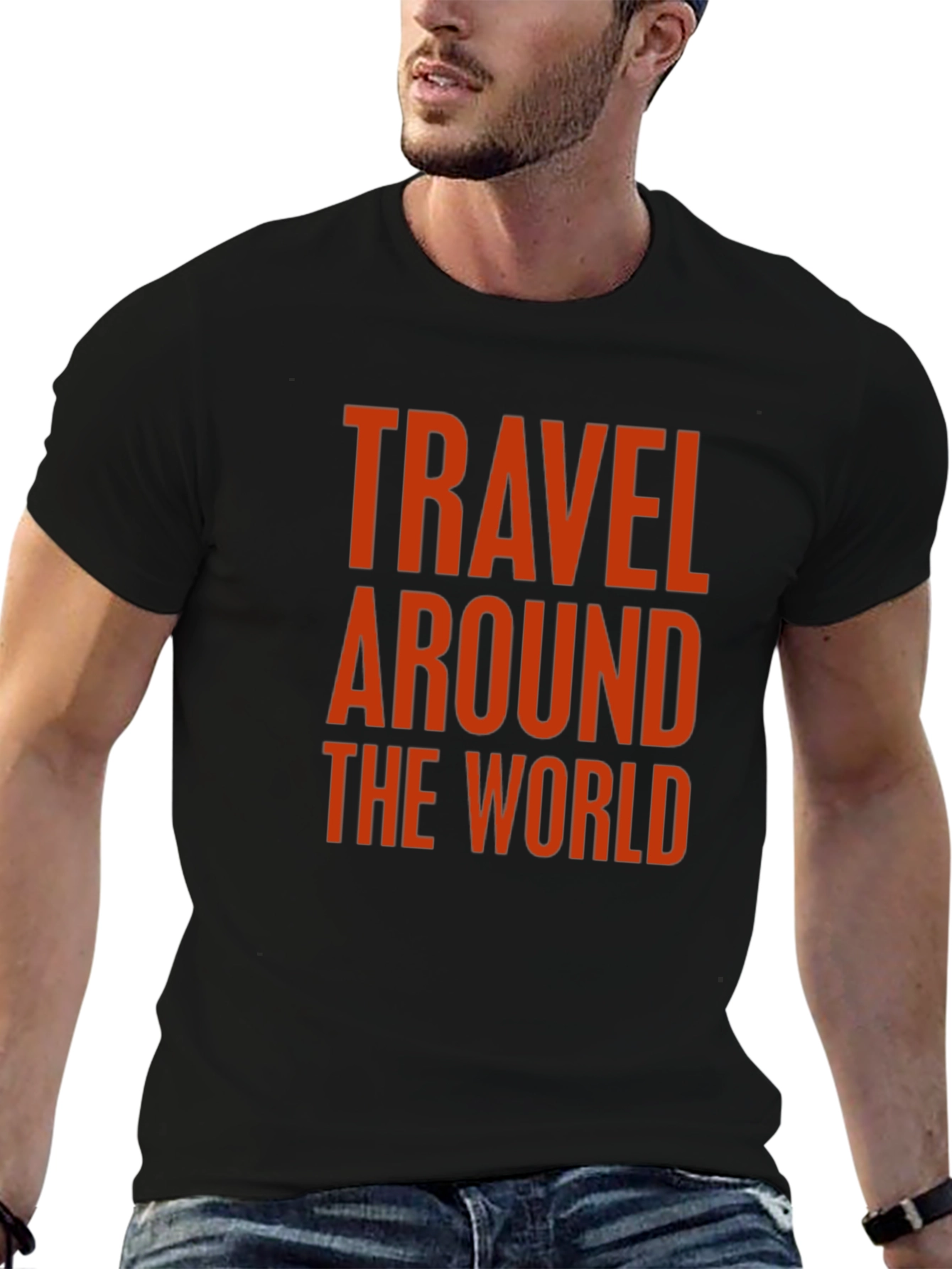 Travel Around the World Graphic Tee - Black