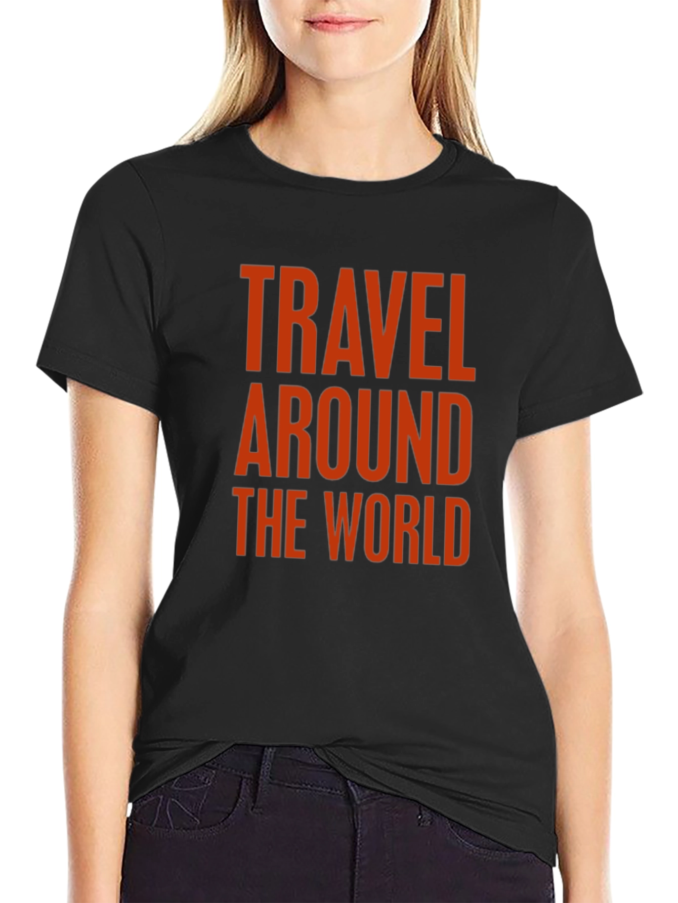 Travel Around the World Graphic Tee - Black