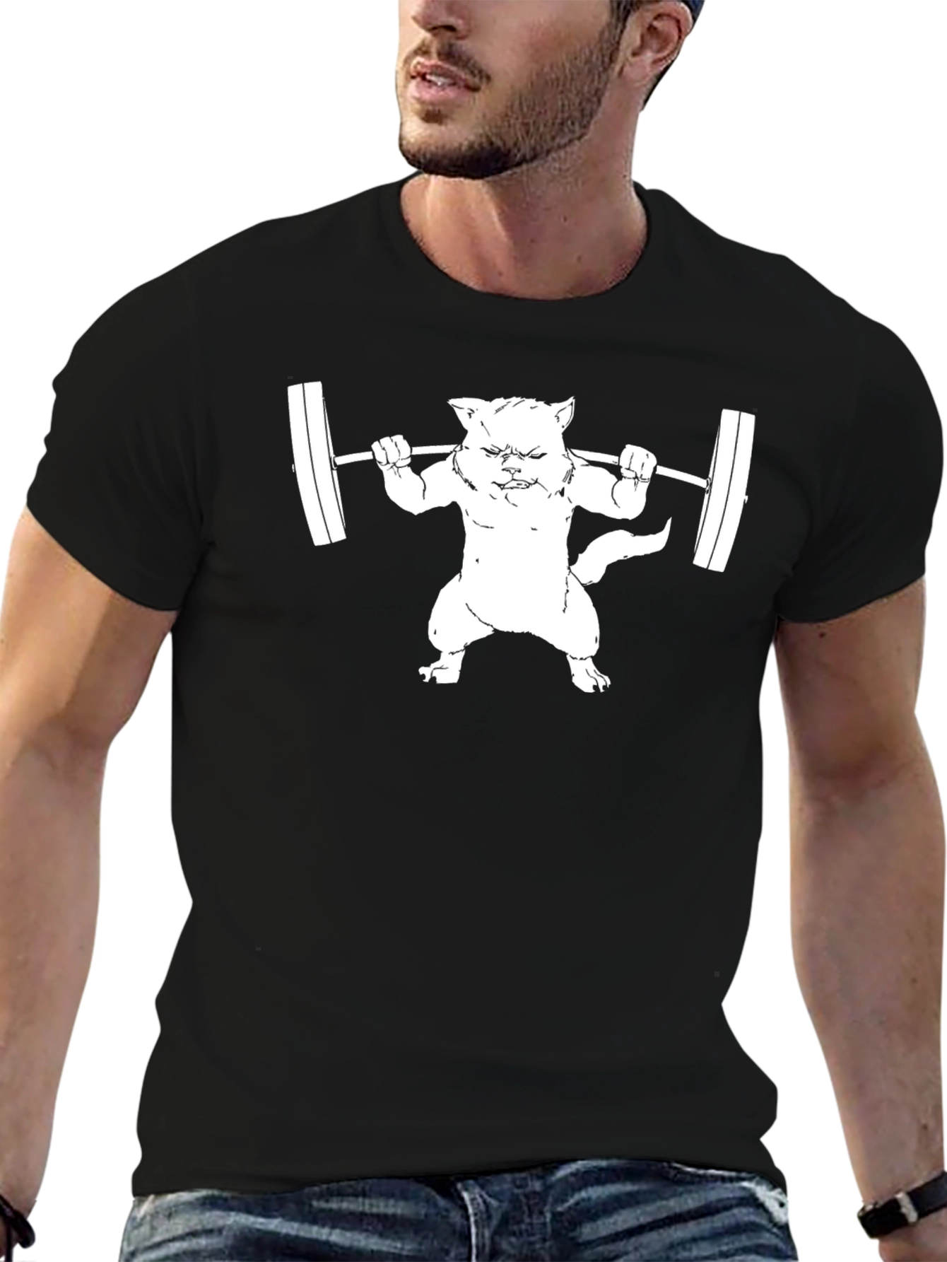 Weightlifting Cat T-Shirt - Black