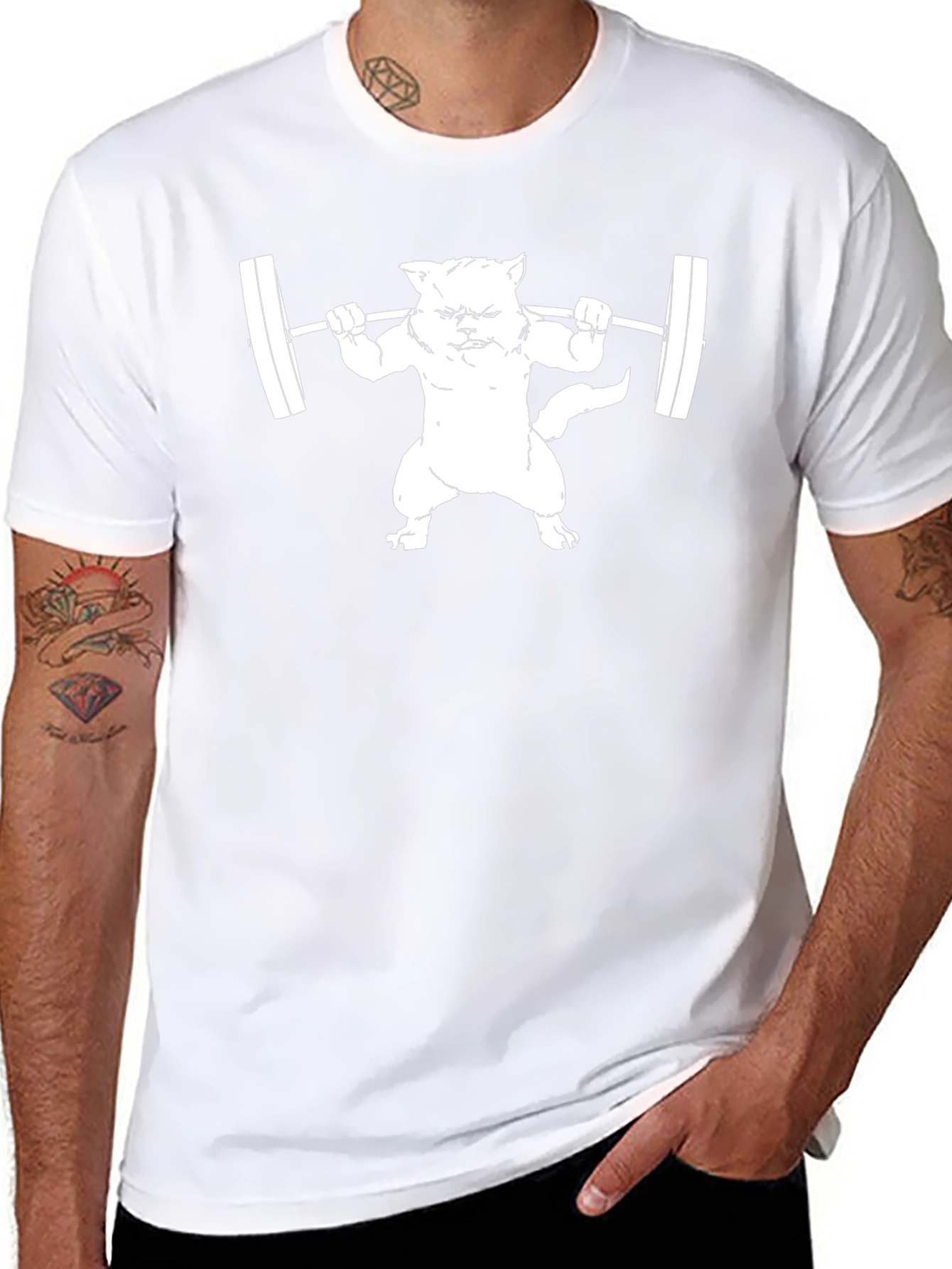 Weightlifting Cat T-Shirt - Black