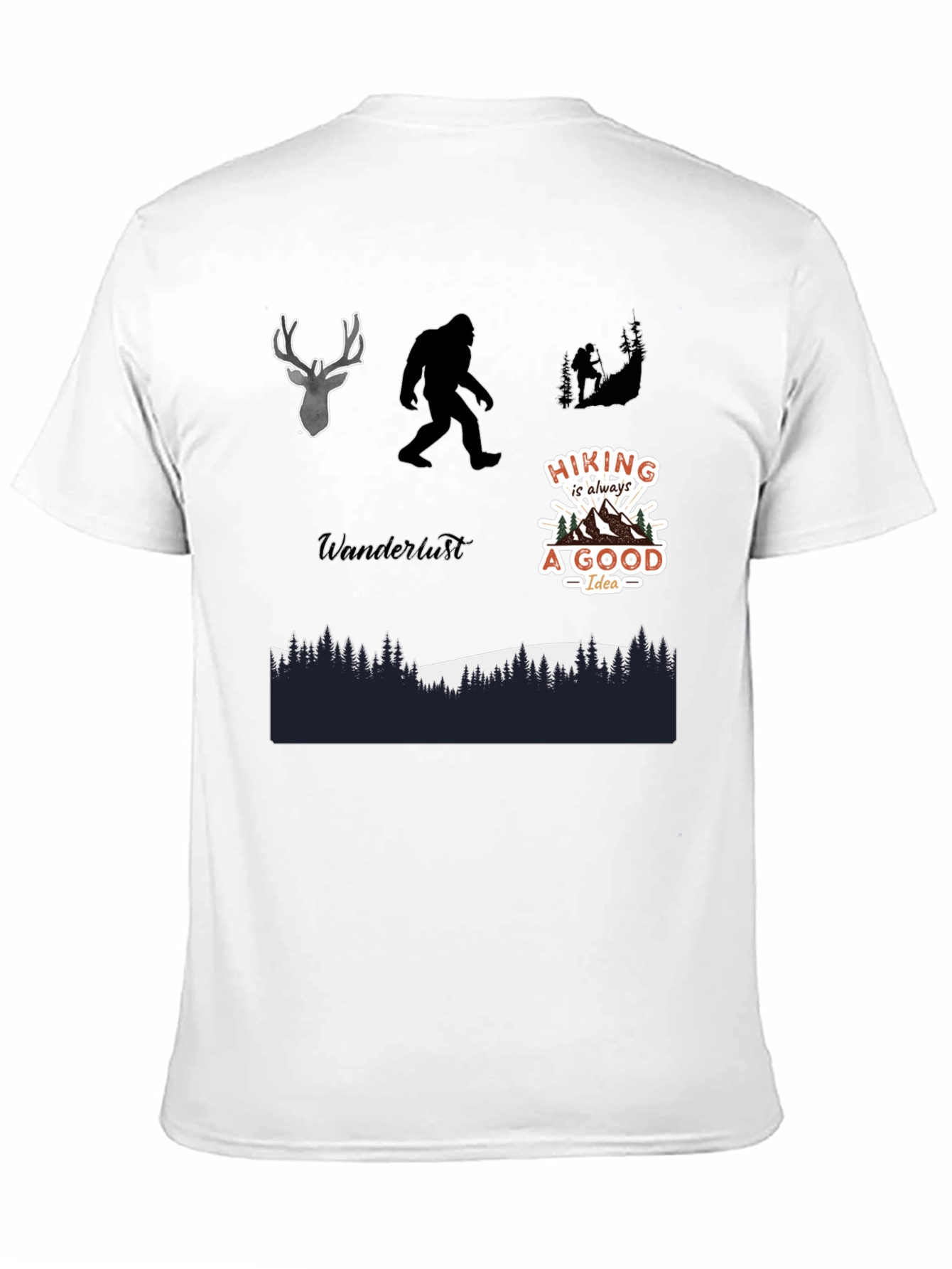 Adventure Graphic Tee - Hiking Bigfoot Design