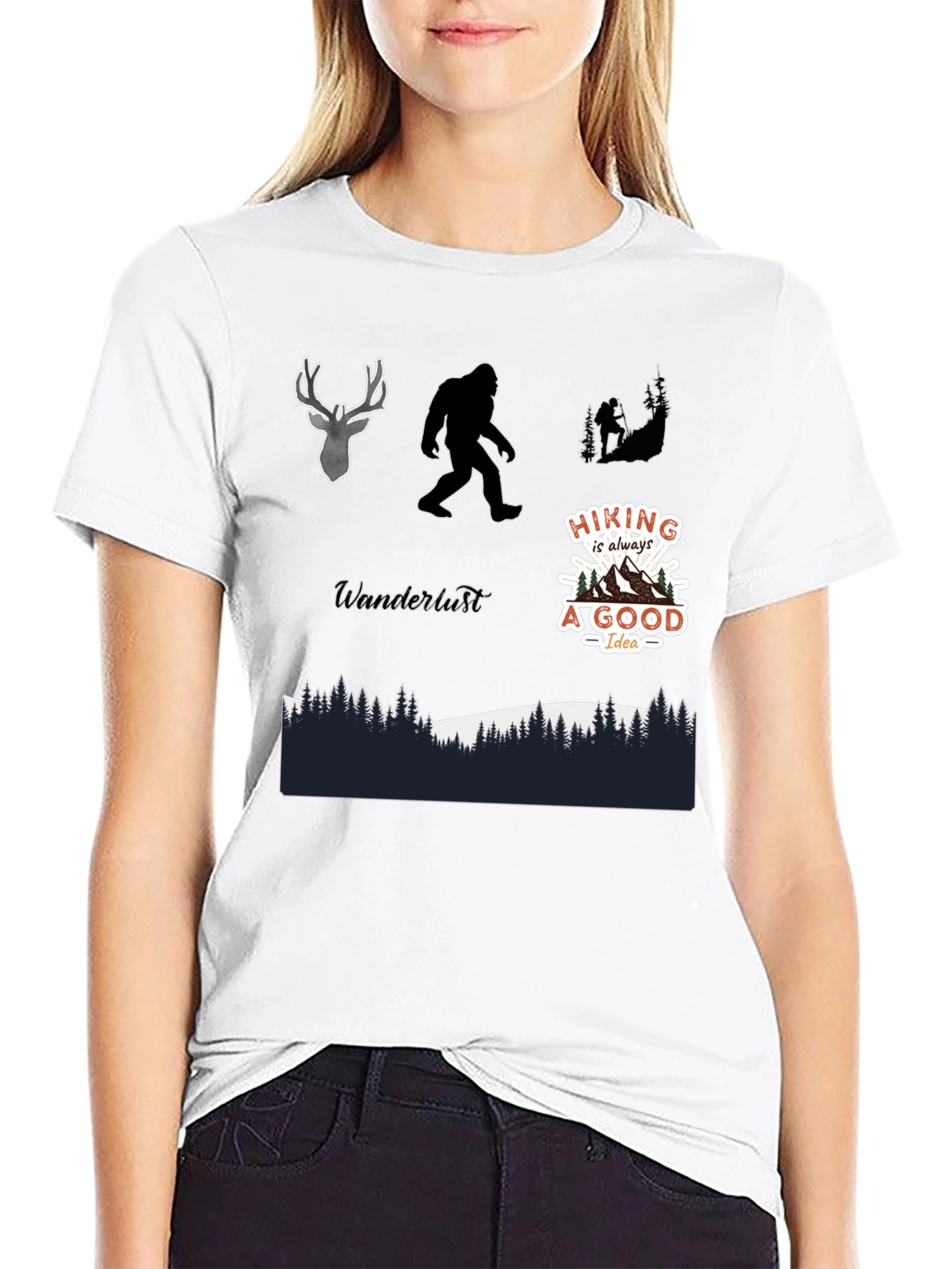 Adventure Graphic Tee - Hiking Bigfoot Design