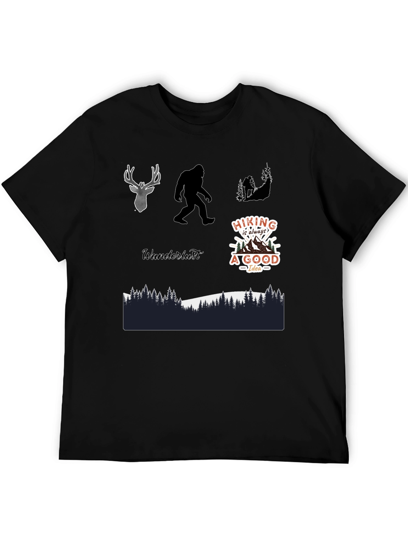 Adventure Graphic Tee - Hiking Bigfoot Design