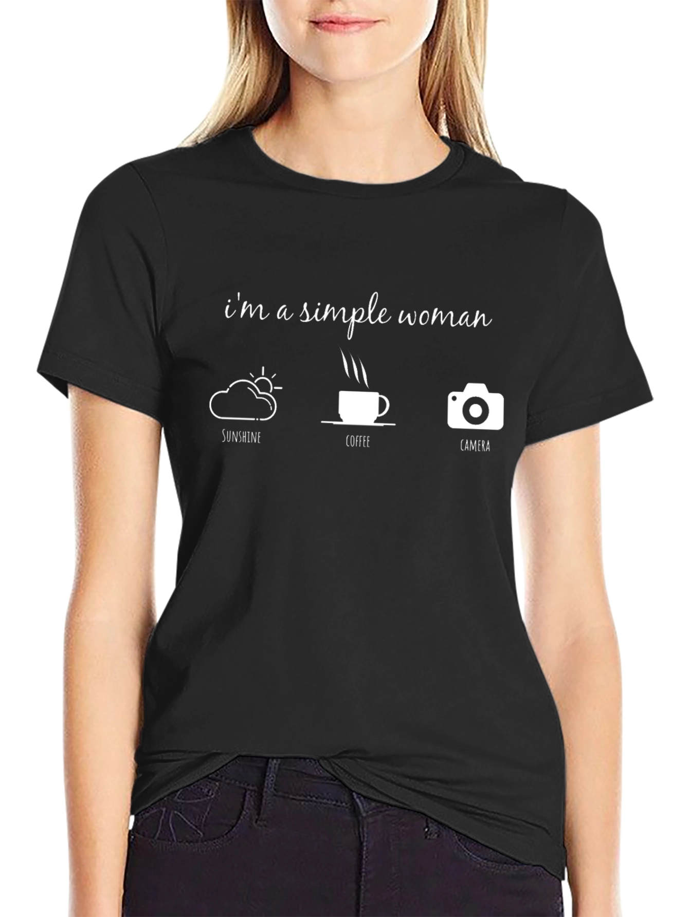 Simple Woman T-Shirt - Sunshine Coffee Camera