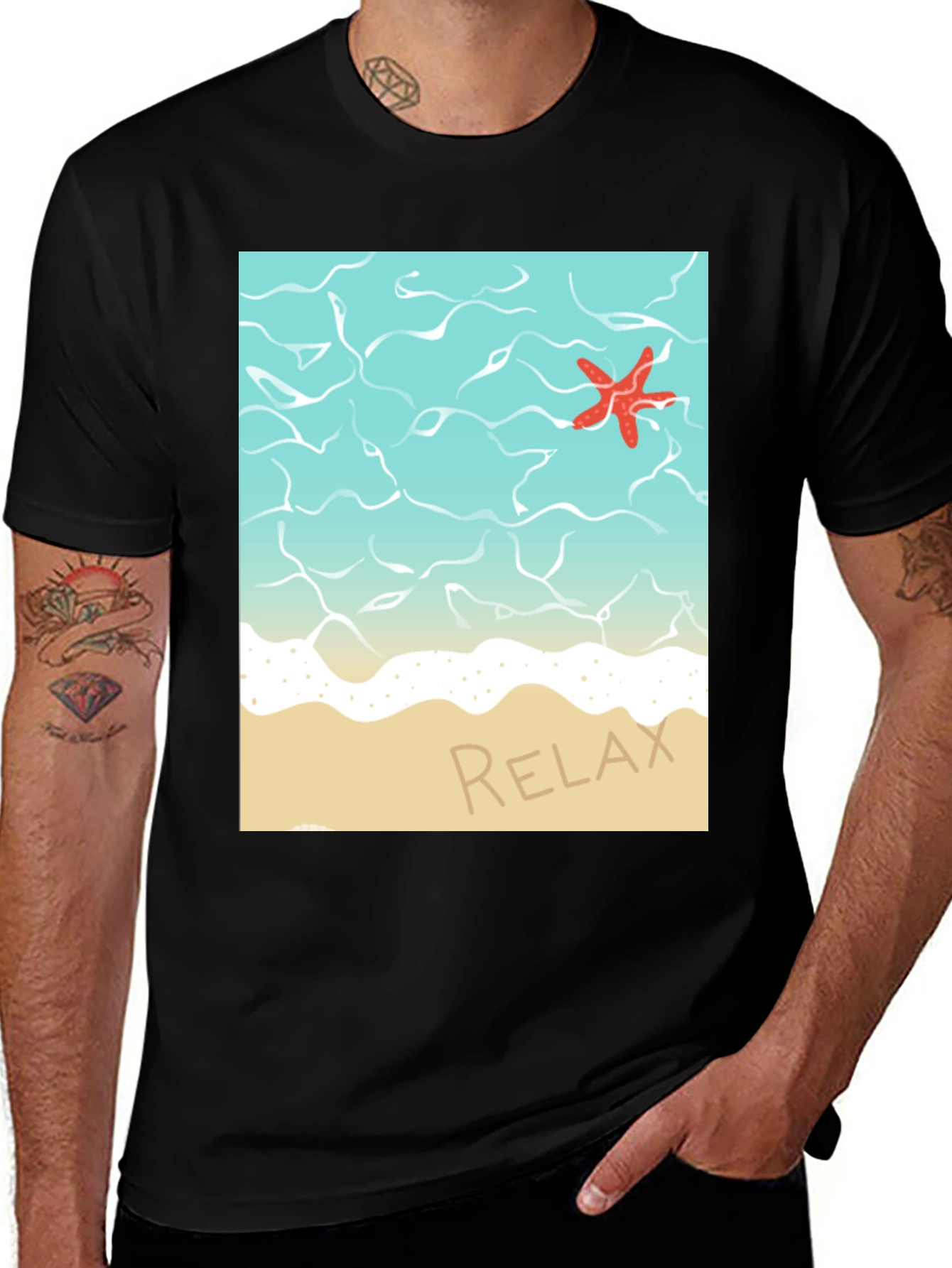 Relaxing Beach T-Shirt - Starfish Ocean Design