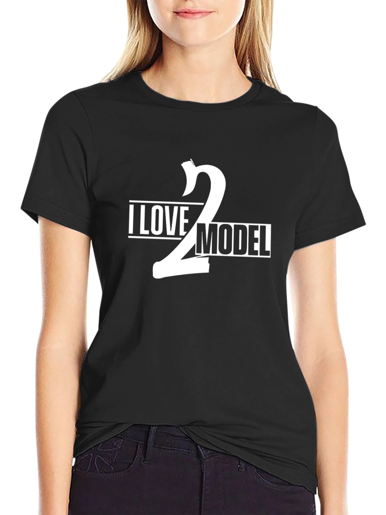 I Love 2 Model Black T-Shirt