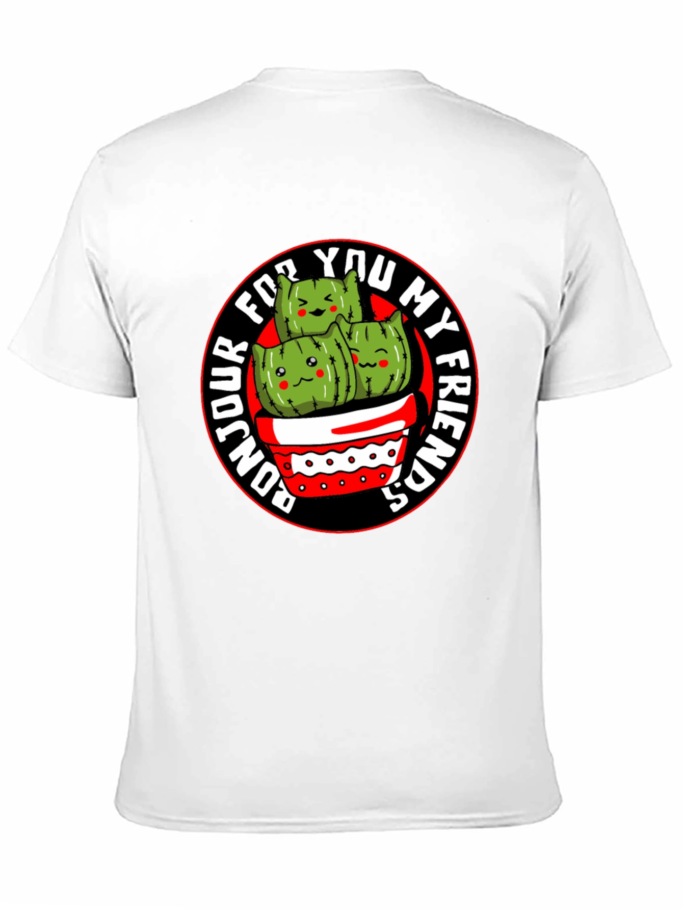 Bonjour My Friends Cactus Graphic Tee - Black