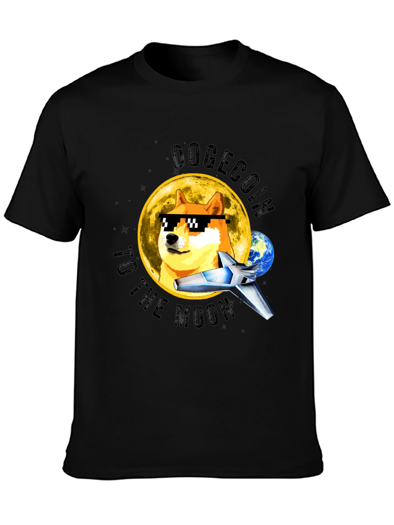 DogeCoin to the Moon Black T-Shirt