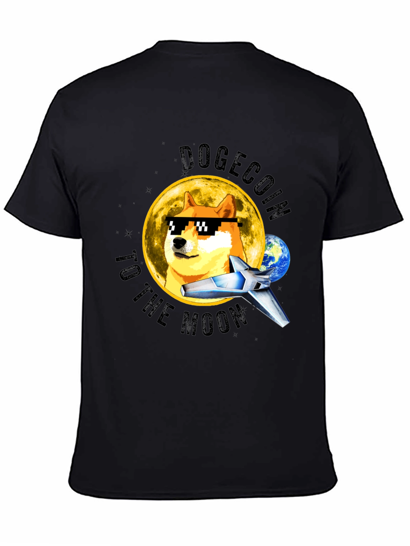 DogeCoin to the Moon Black T-Shirt