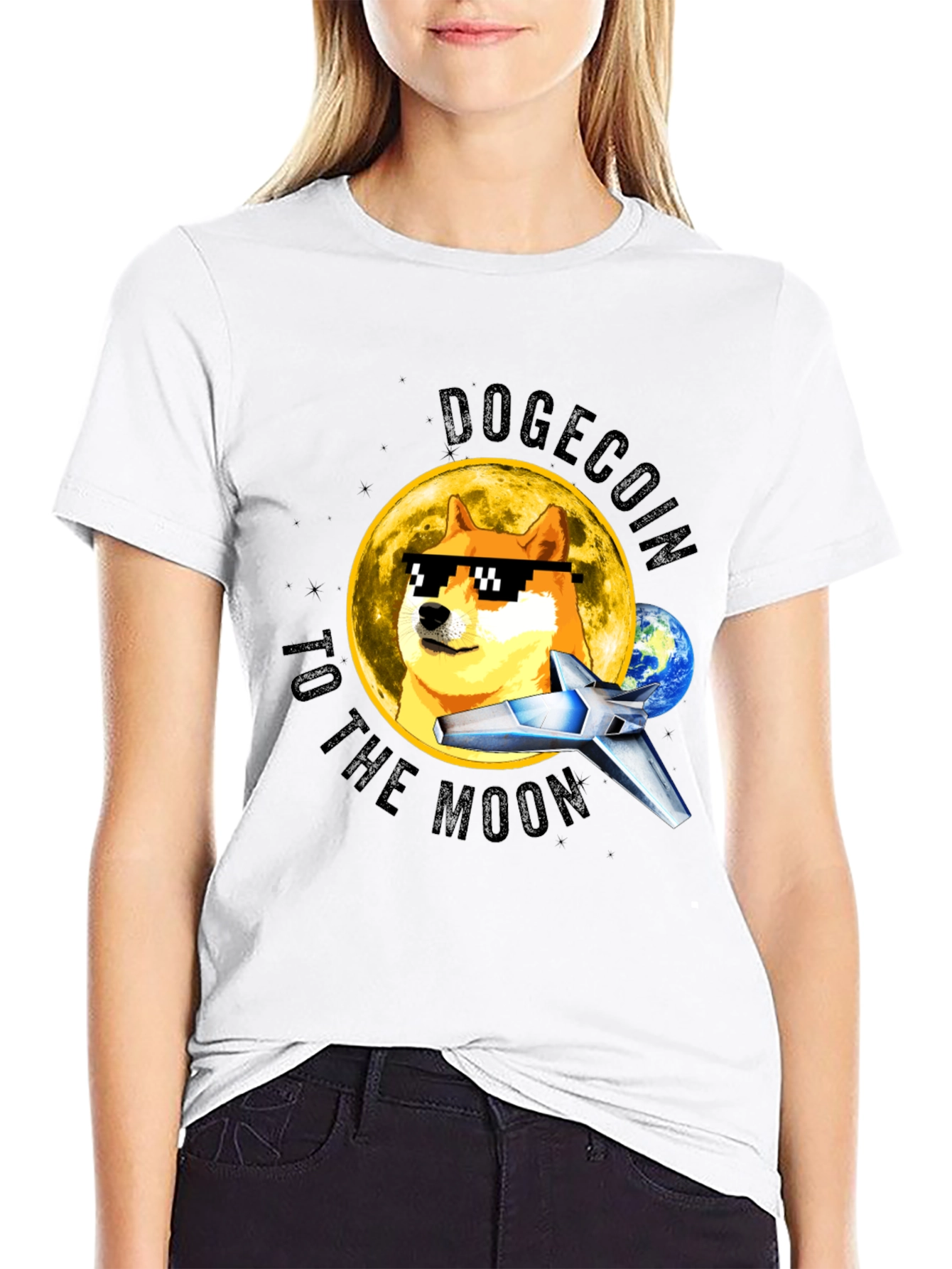 DogeCoin to the Moon Black T-Shirt